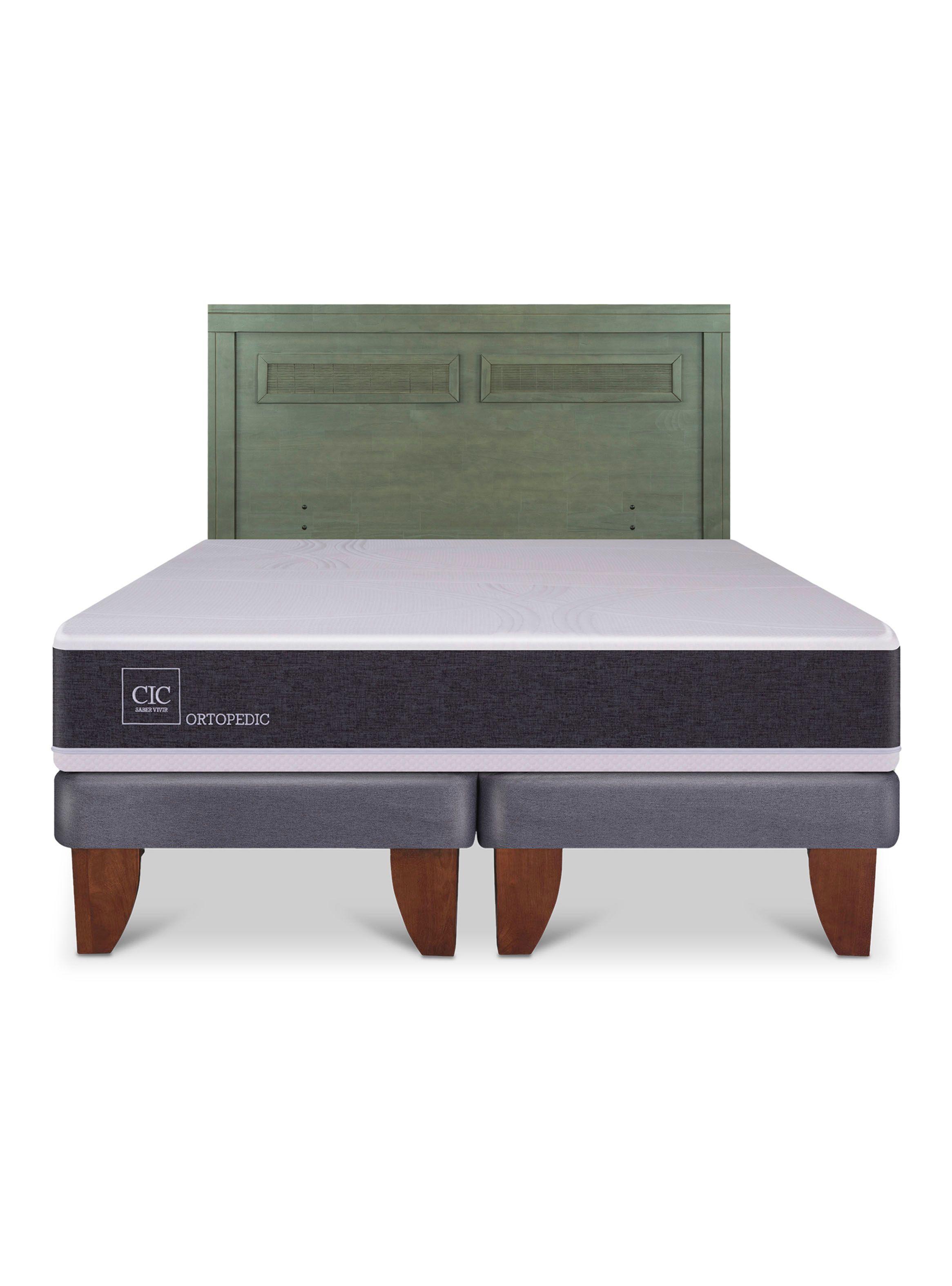 Cama Europea Ortopedic King + Respaldo Milán Olivo-2