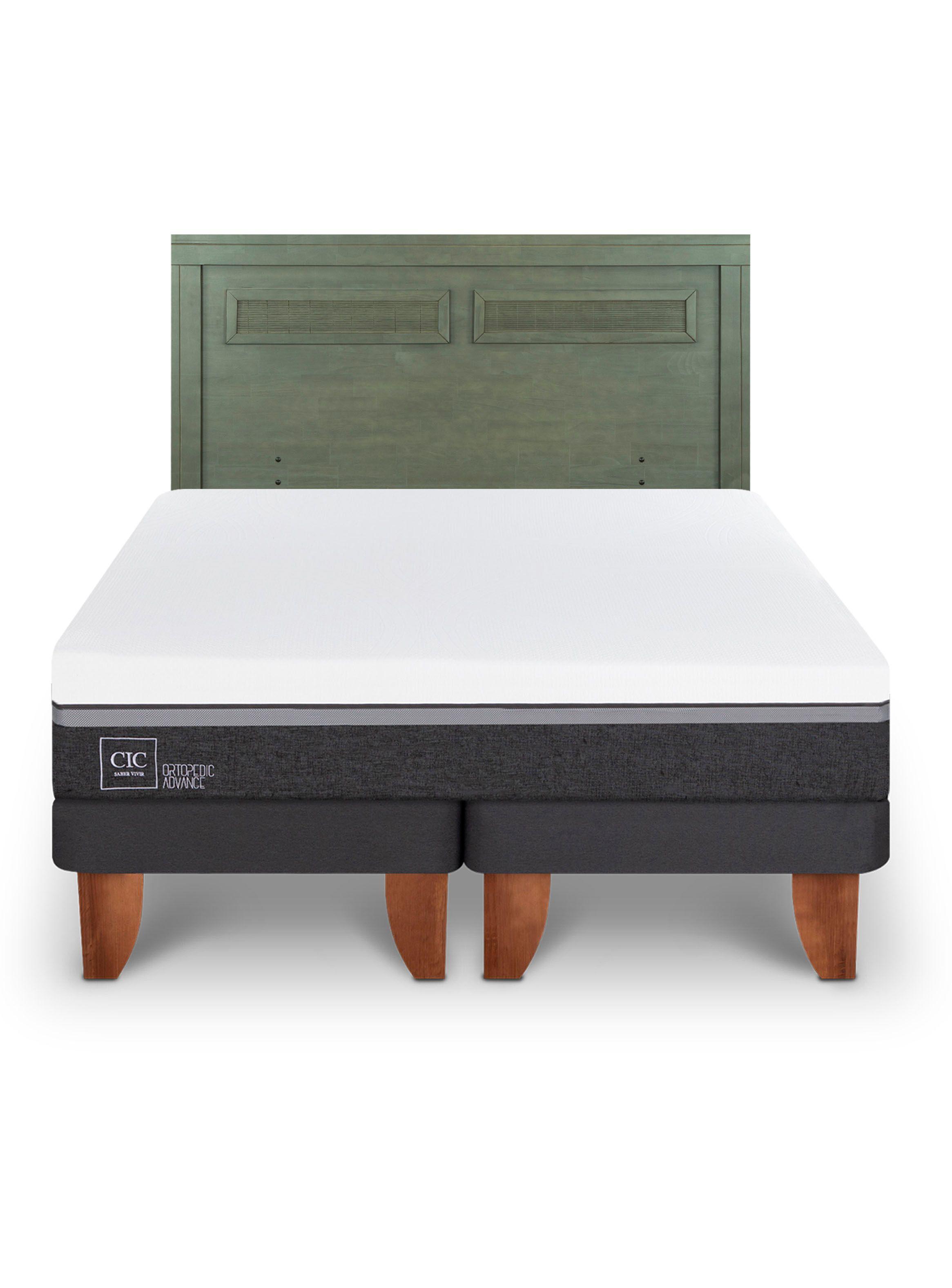Cama Europea Ortopedic Advance 2 Plazas Base Dividida + Respaldo Milán Olivo-2