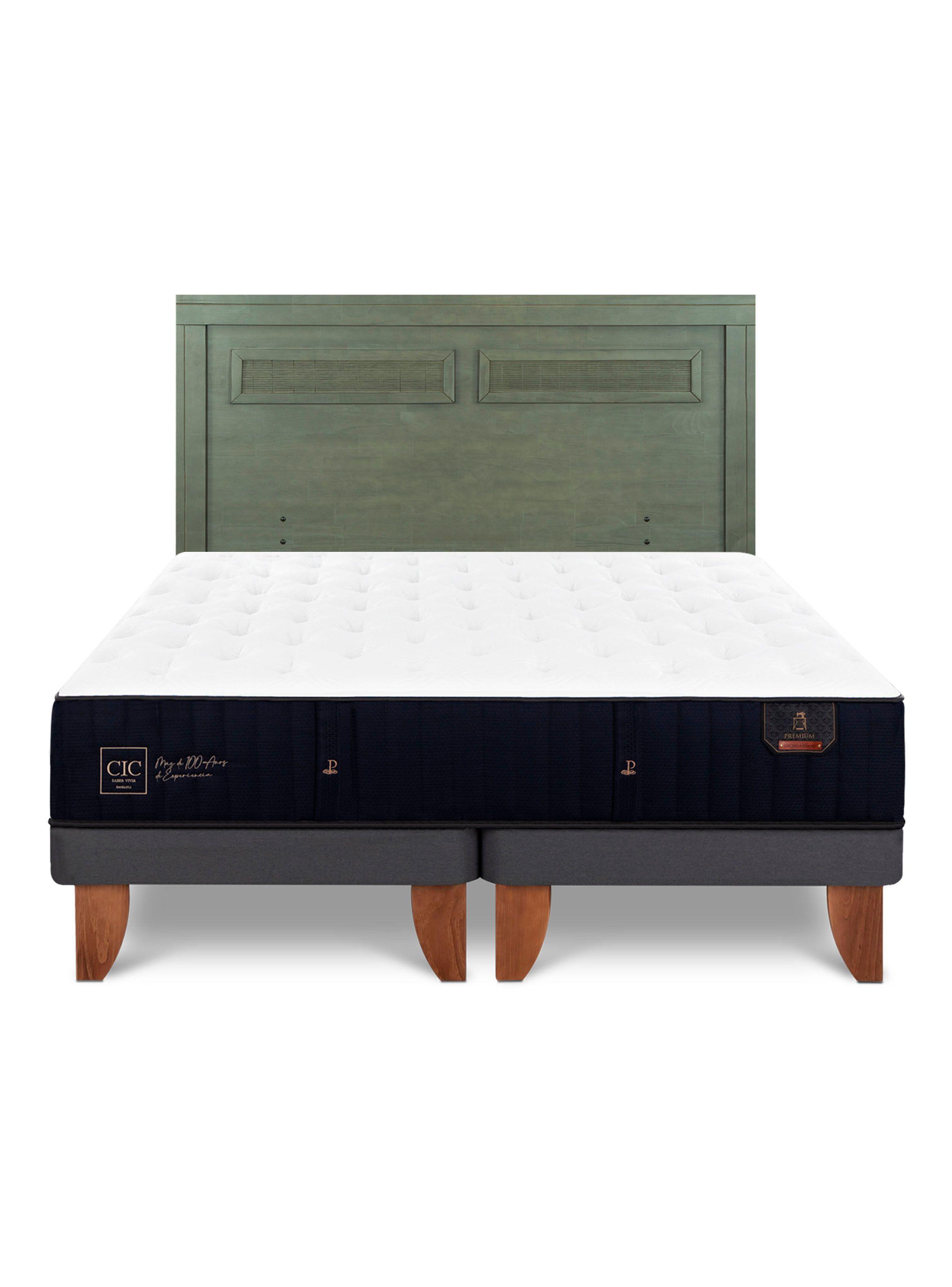 Cama Europea Premium King + Respaldo Milán Olivo-2
