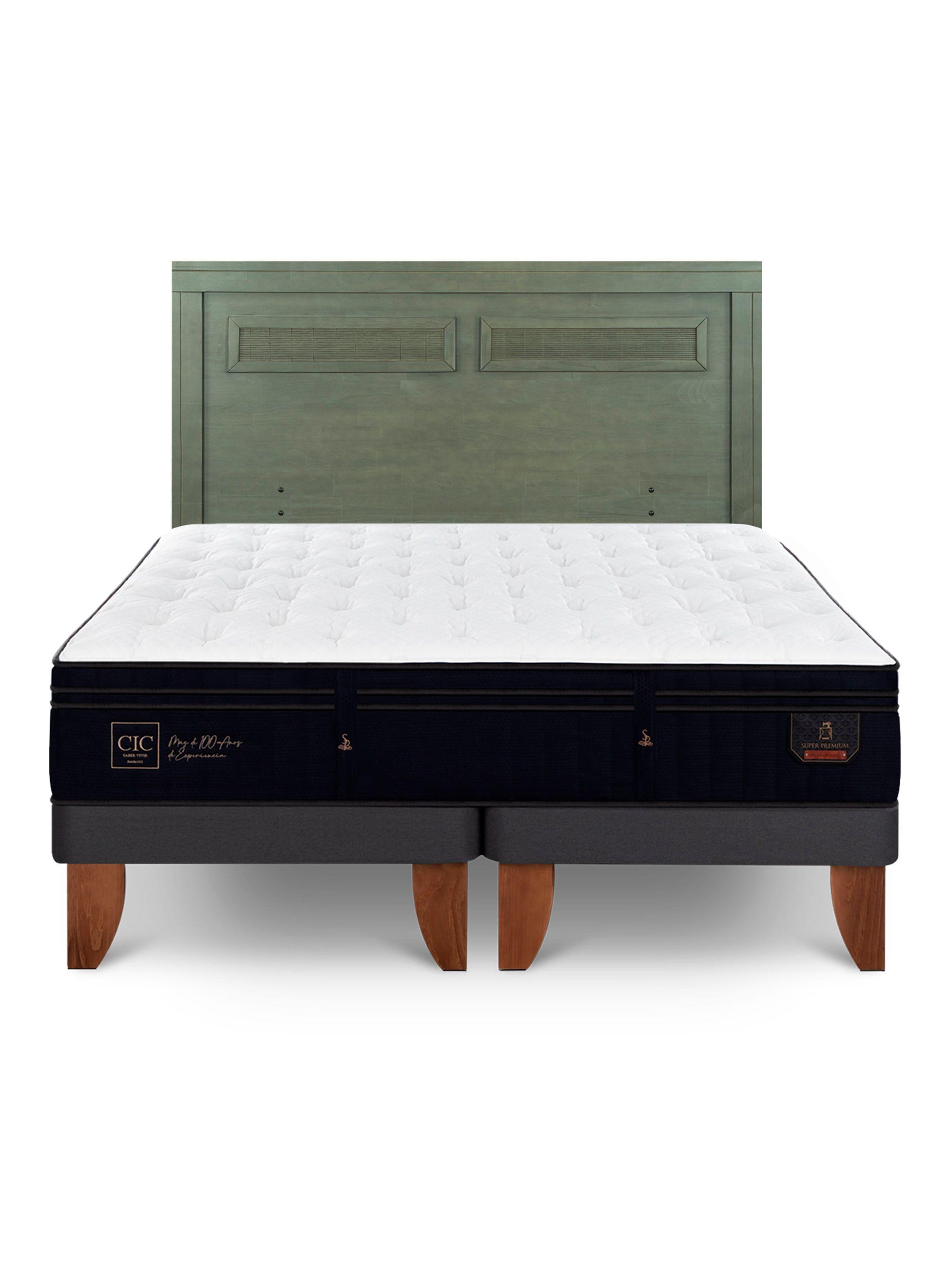 Cama Europea Super Premium King + Respaldo Milán Olivo-2