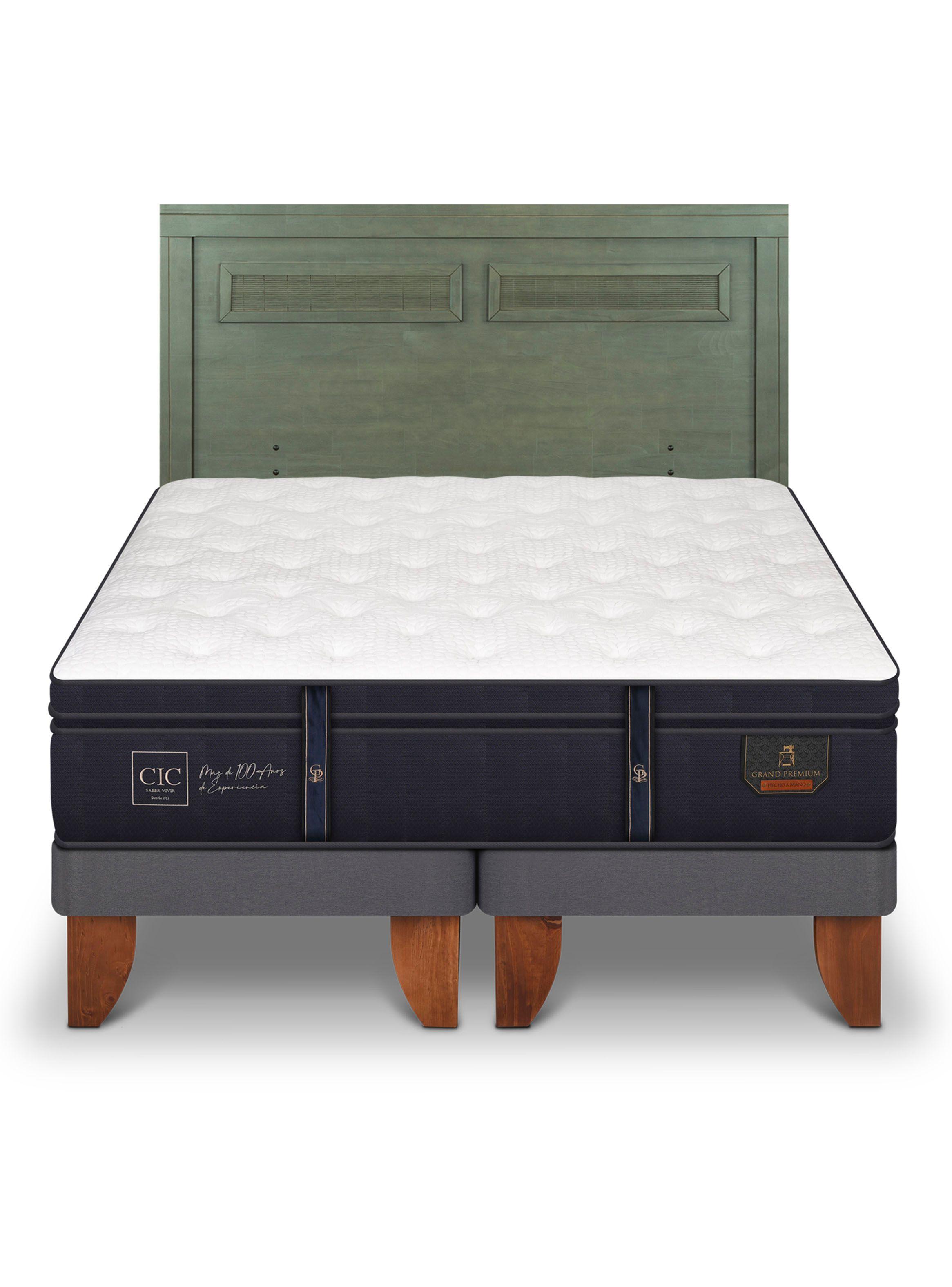 Cama Europea Grand Premium King + Respaldo Milán Olivo-2