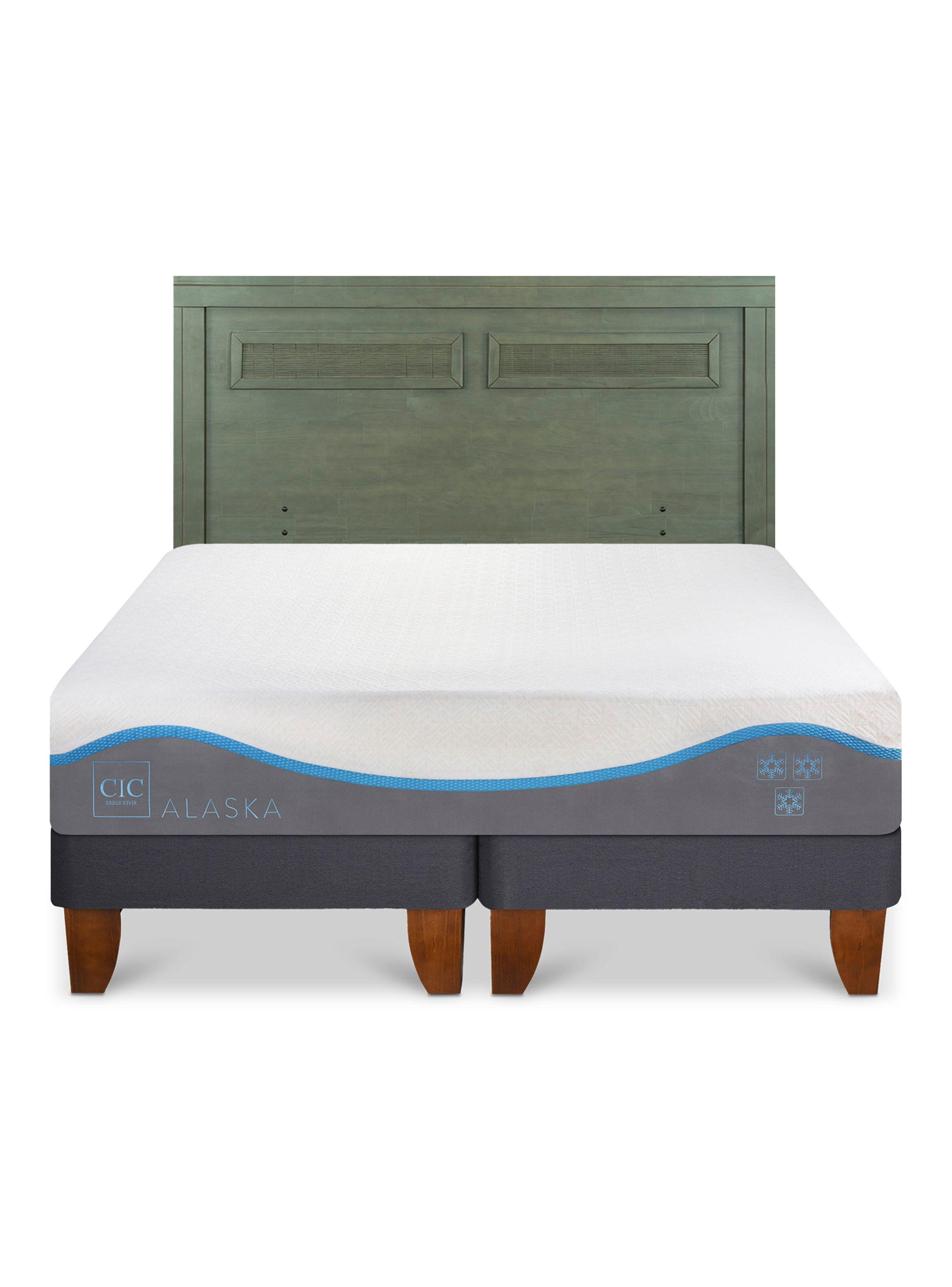 Cama Europea Alaska King + Respaldo Milan Olivo-2