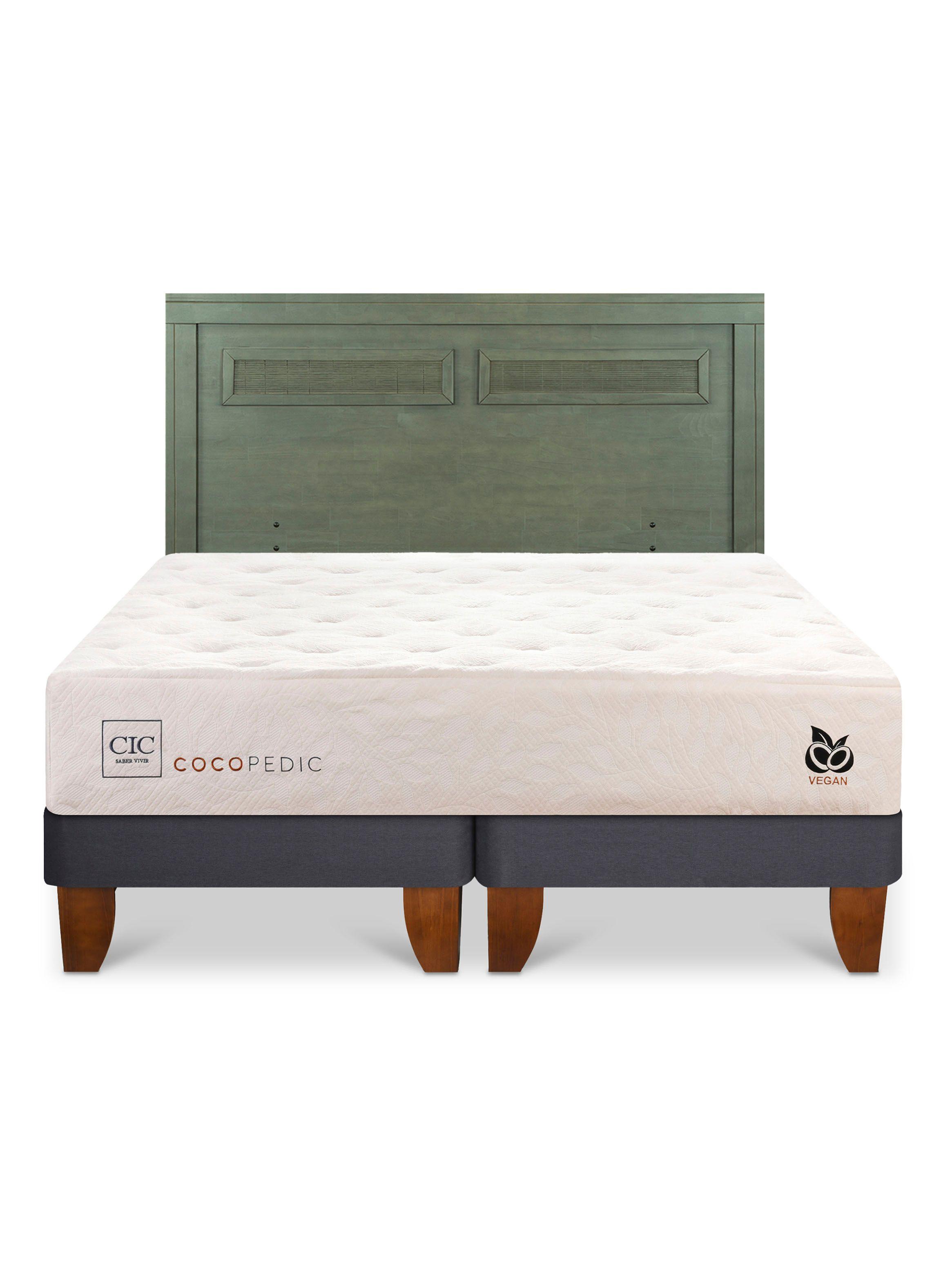 Cama Europea Cocopedic King + Respaldo Milán Olivo-2