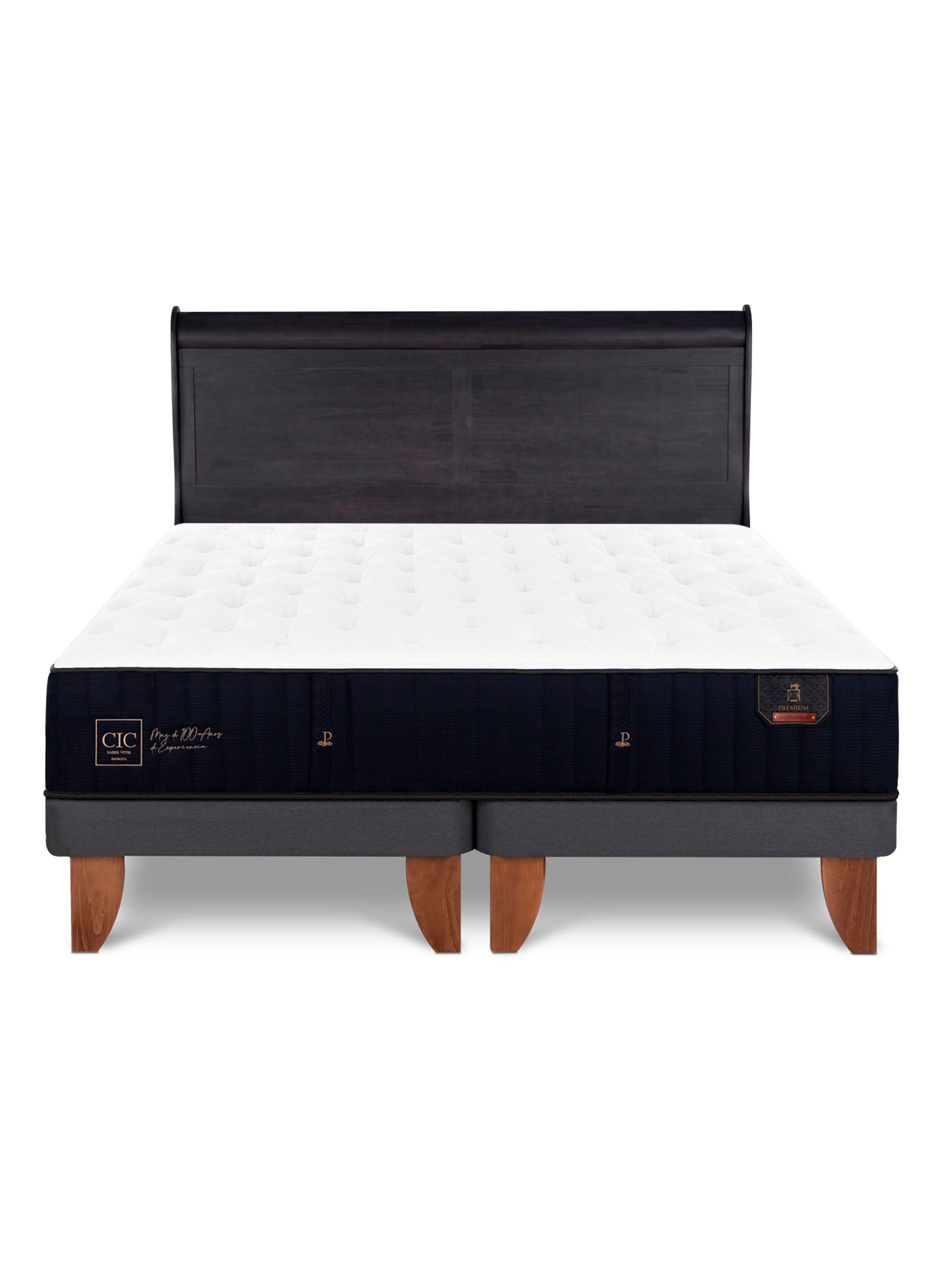Cama Europea Premium King + Respaldo Miro Negro-2