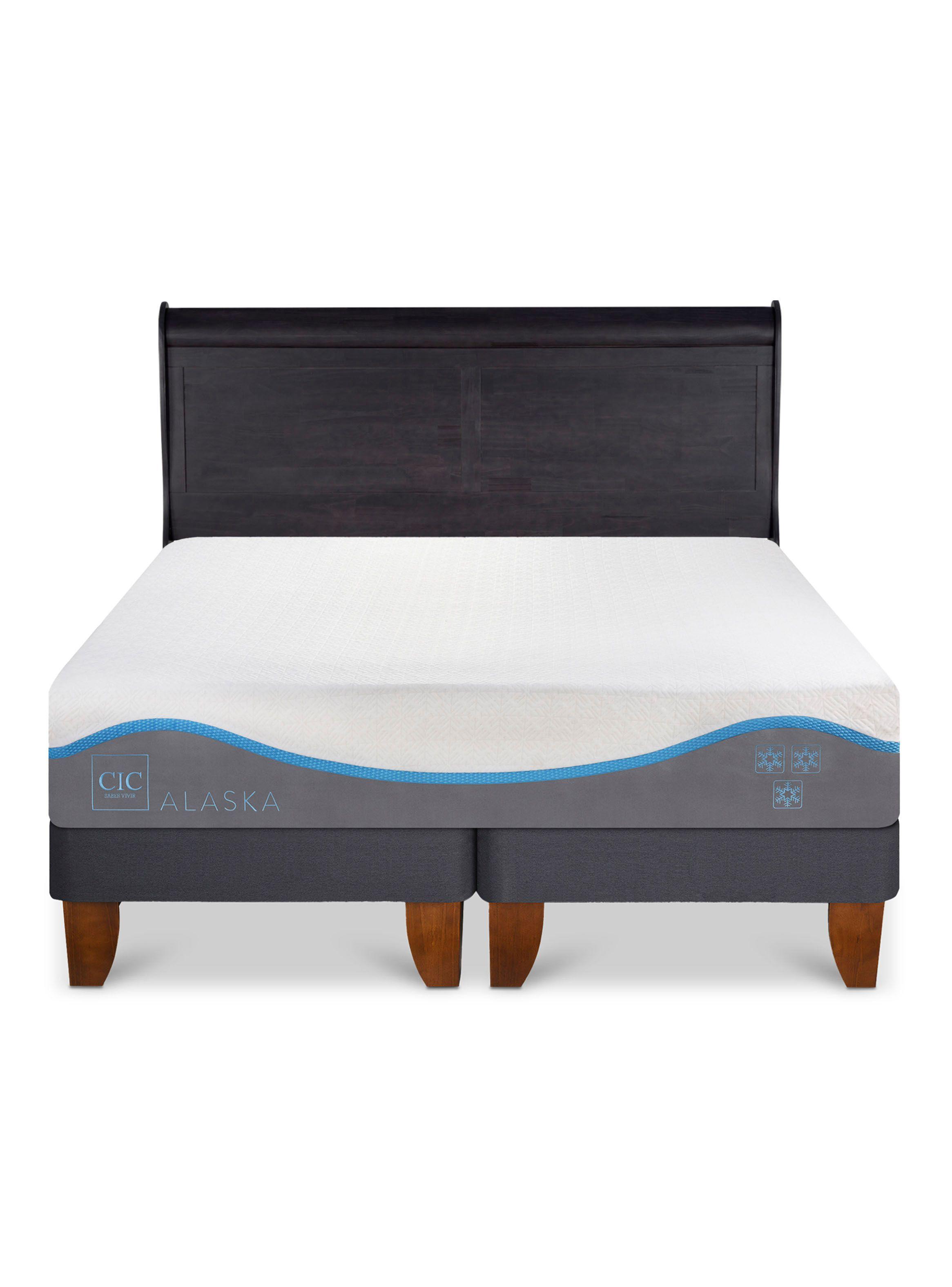 Cama Europea Alaska 2 Plazas Base Dividida + Respaldo Miro Negro-2