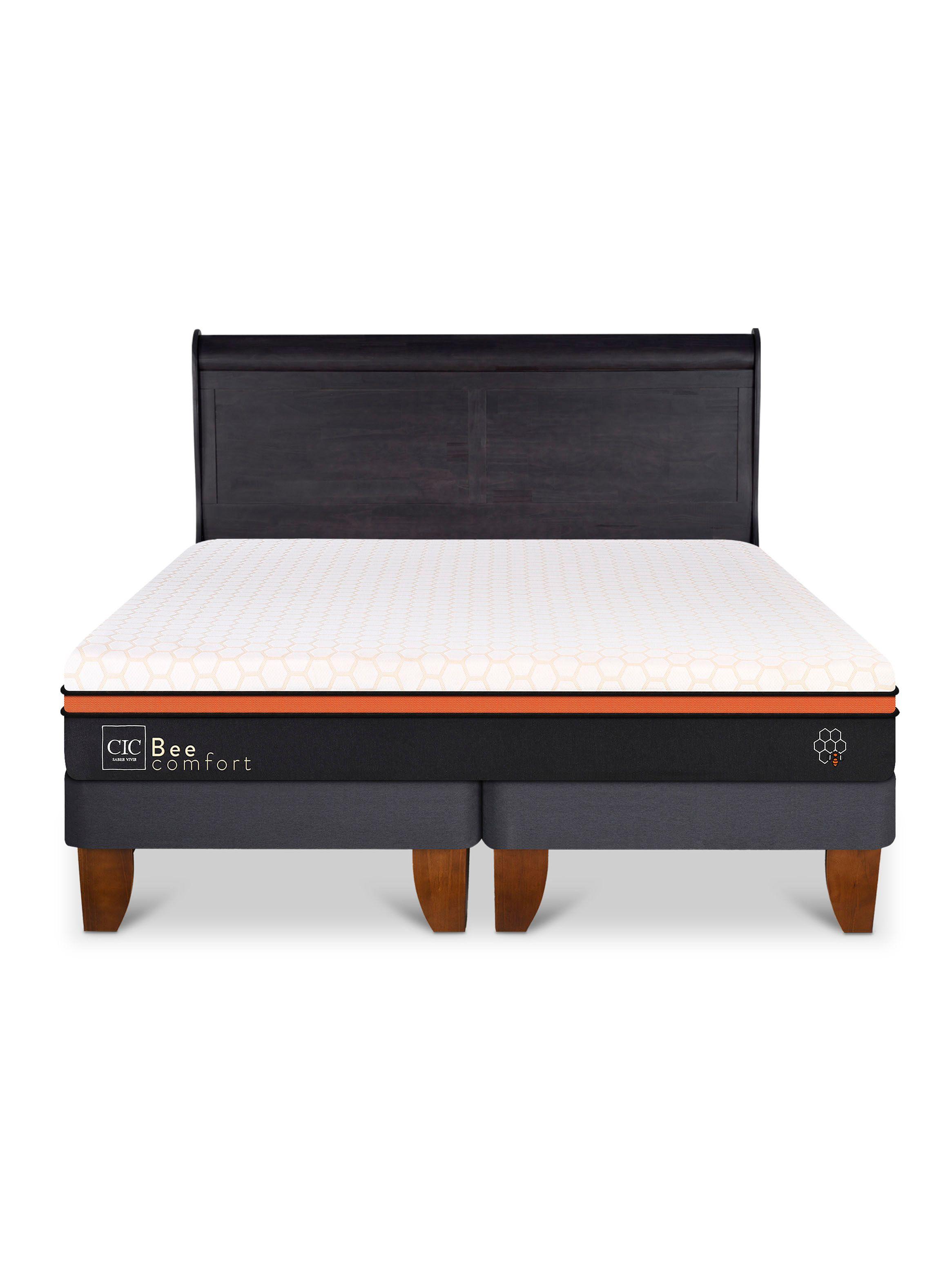 Cama Europea Bee Comfort King + Respaldo Miro Negro-2