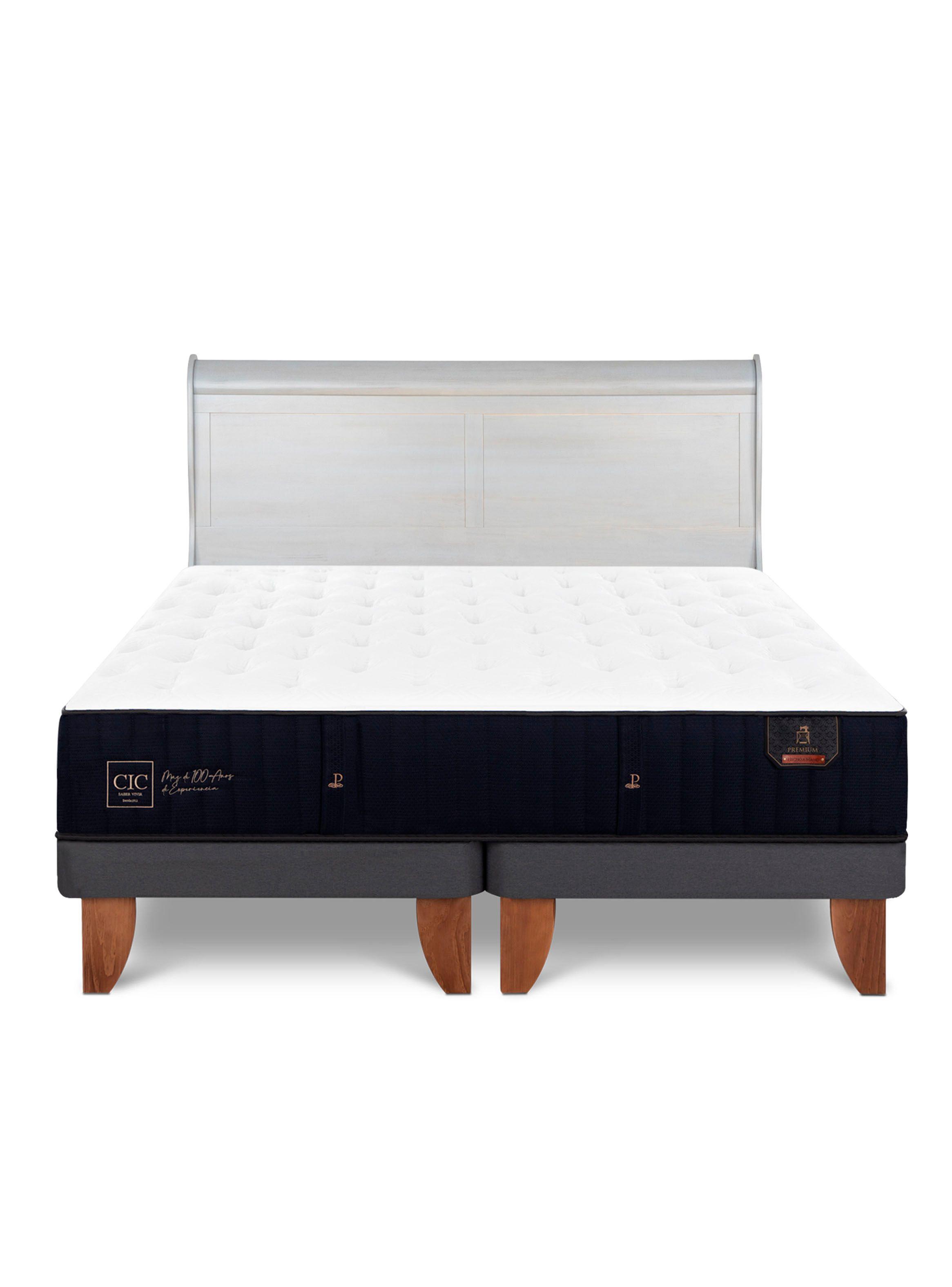 Cama Europea Premium 2 Plazas Base Dividida + Respaldo Miro Alpino-2