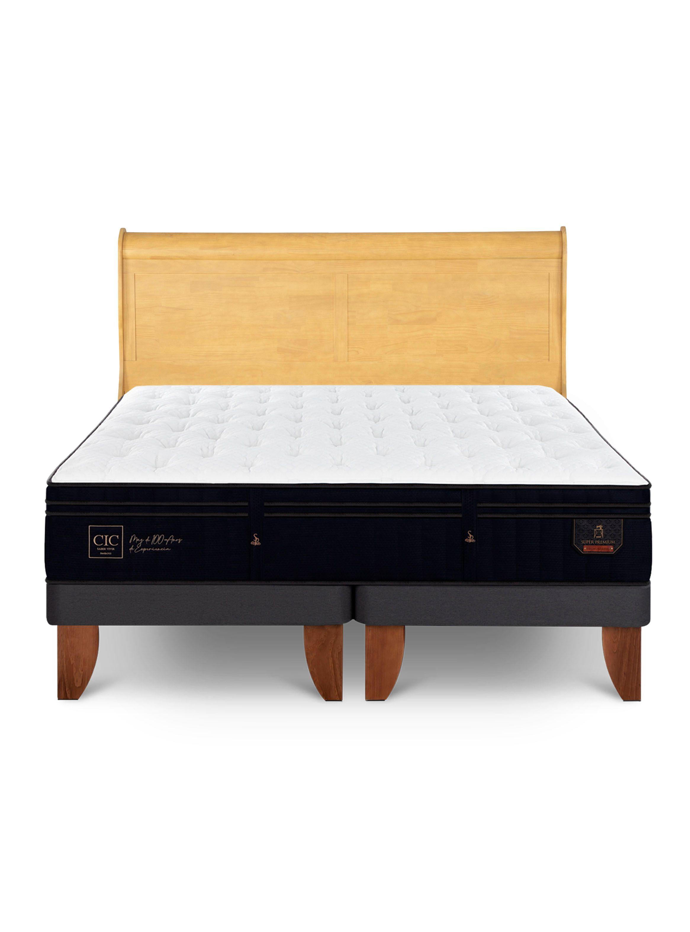 Cama Europea Super Premium 2 Plazas Base Dividida + Respaldo Miro Mostaza-2