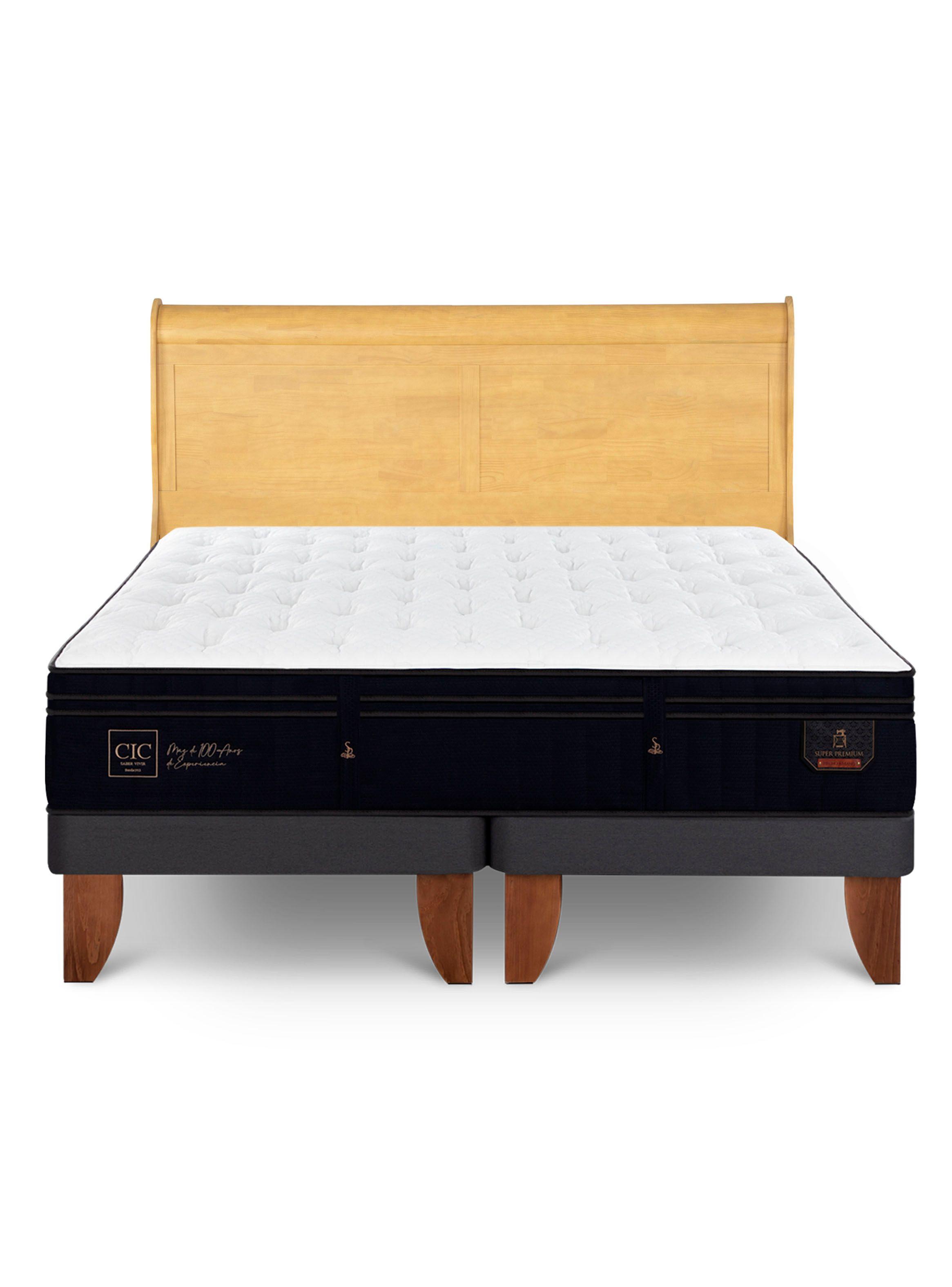 Cama Europea Super Premium King + Respaldo Miro Mostaza-2