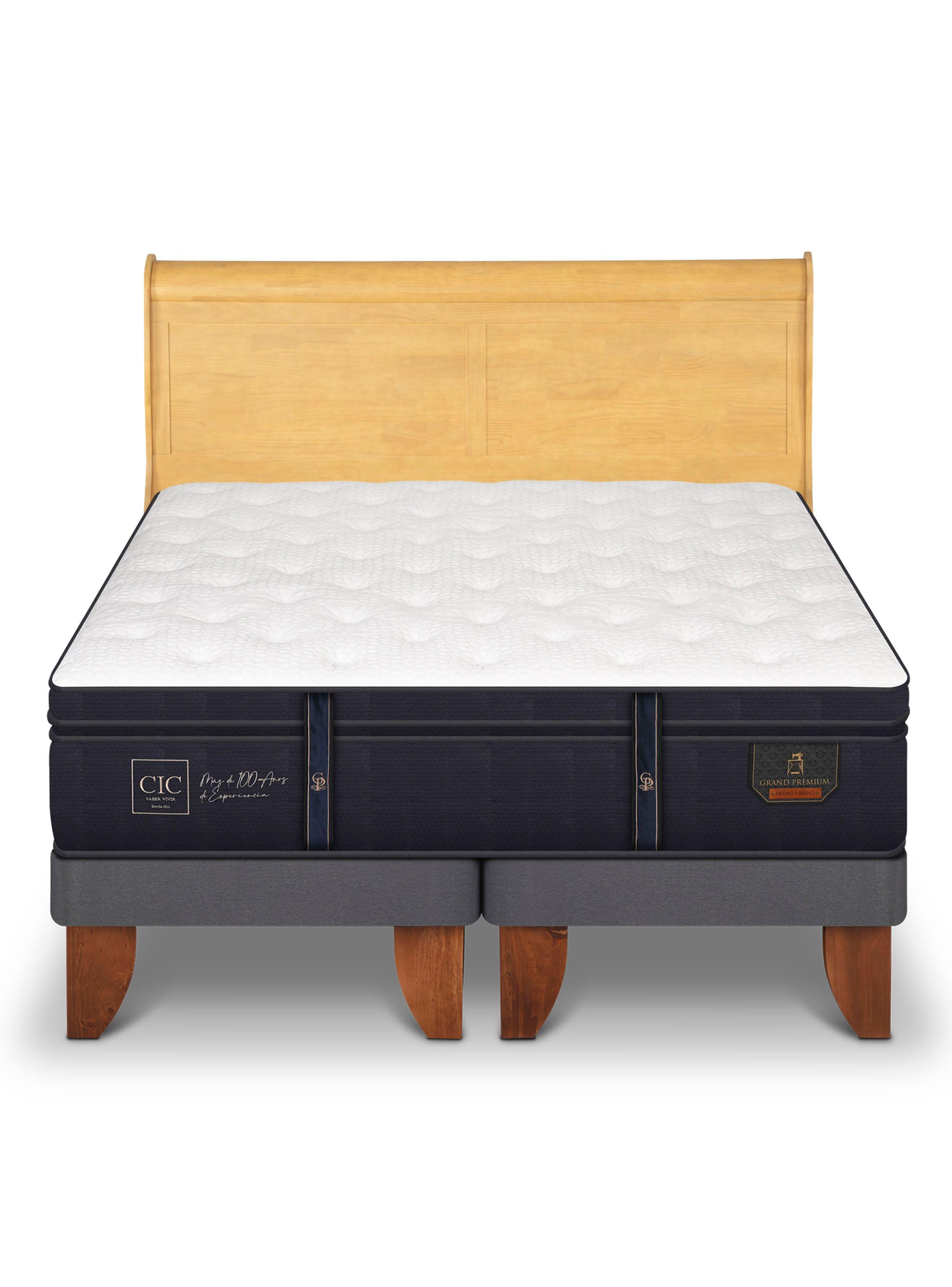 Cama Europea Grand Premium 2 Plazas Base Dividida + Respaldo Miro Mostaza-2