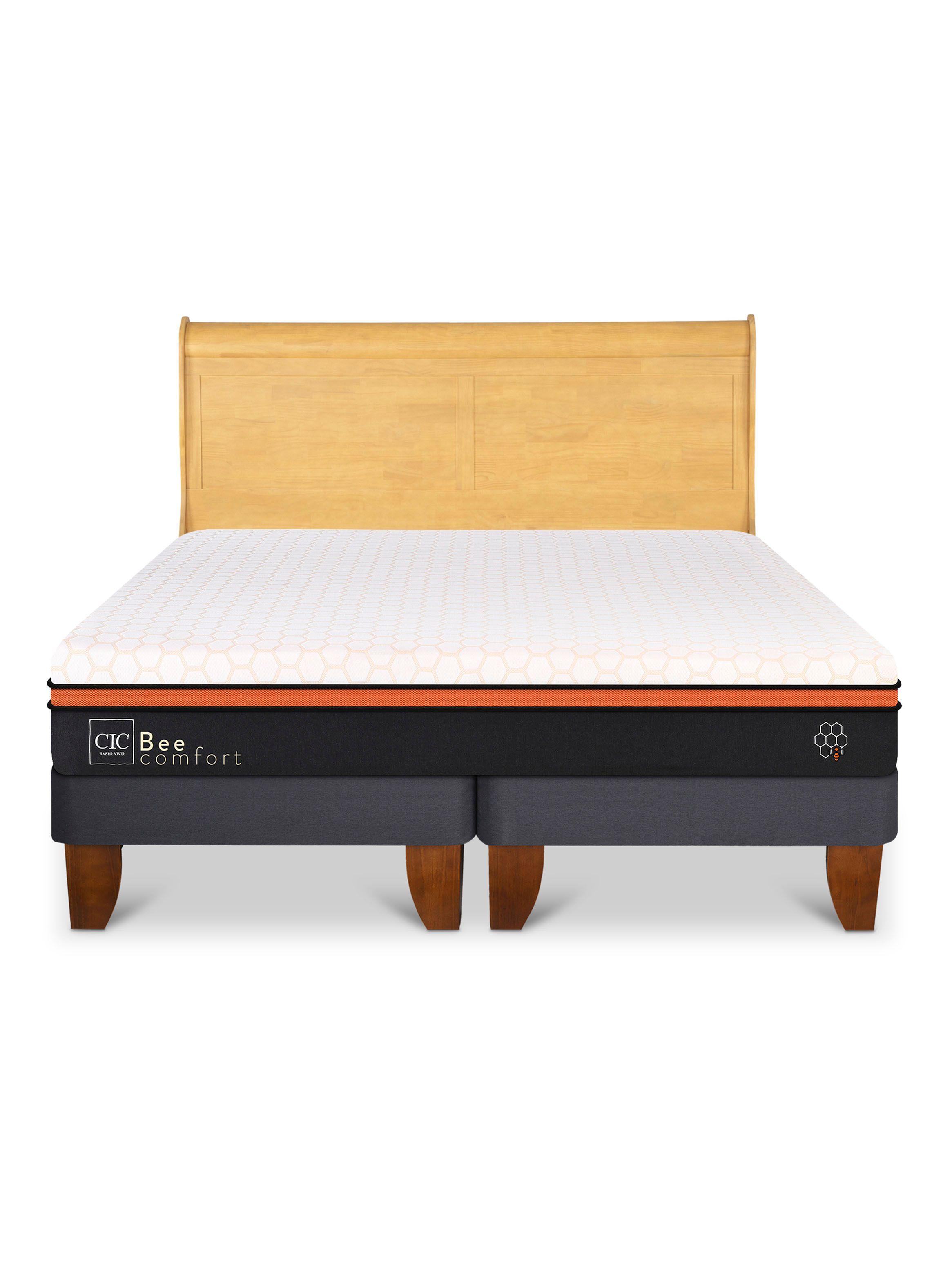 Cama Europea Bee Comfort King + Respaldo Miro Mostaza-2