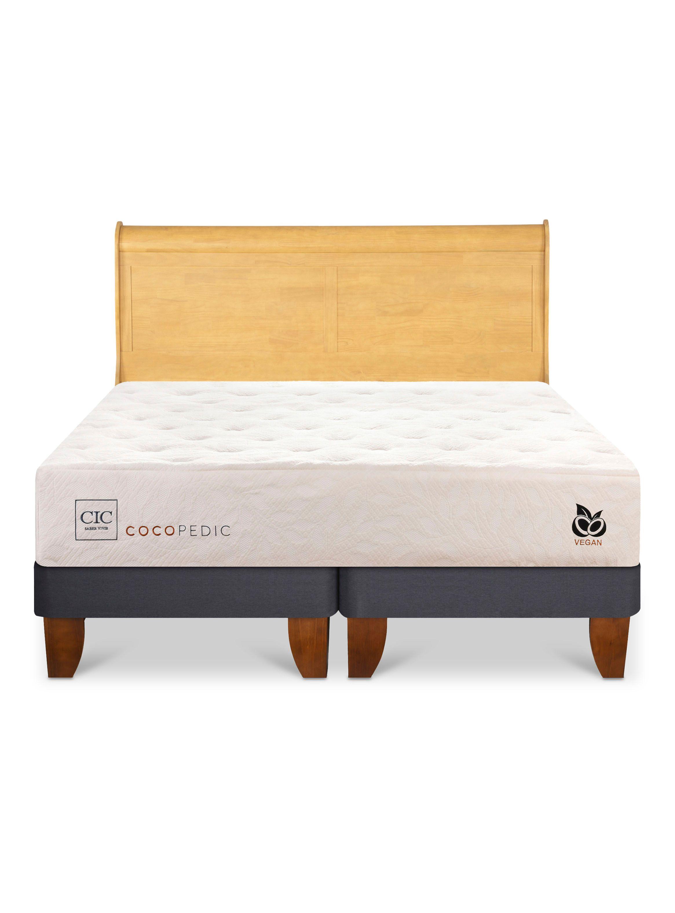 Cama Europea Cocopedic 2 Plazas Base Dividida + Respaldo Miro Mostaza-2
