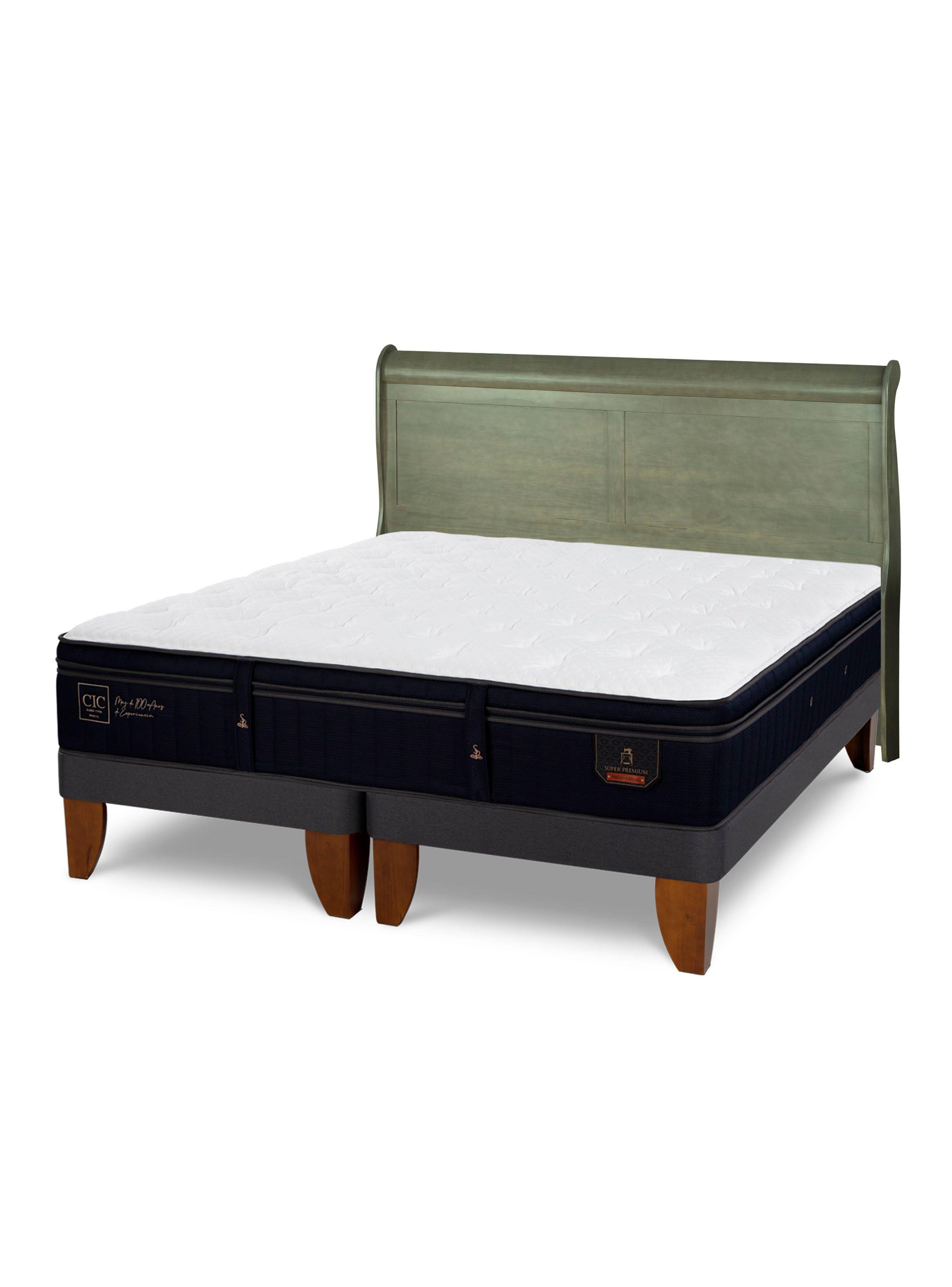 Cama Europea Super Premium 2 Plazas Base Dividida + Respaldo Miro Olivo-0