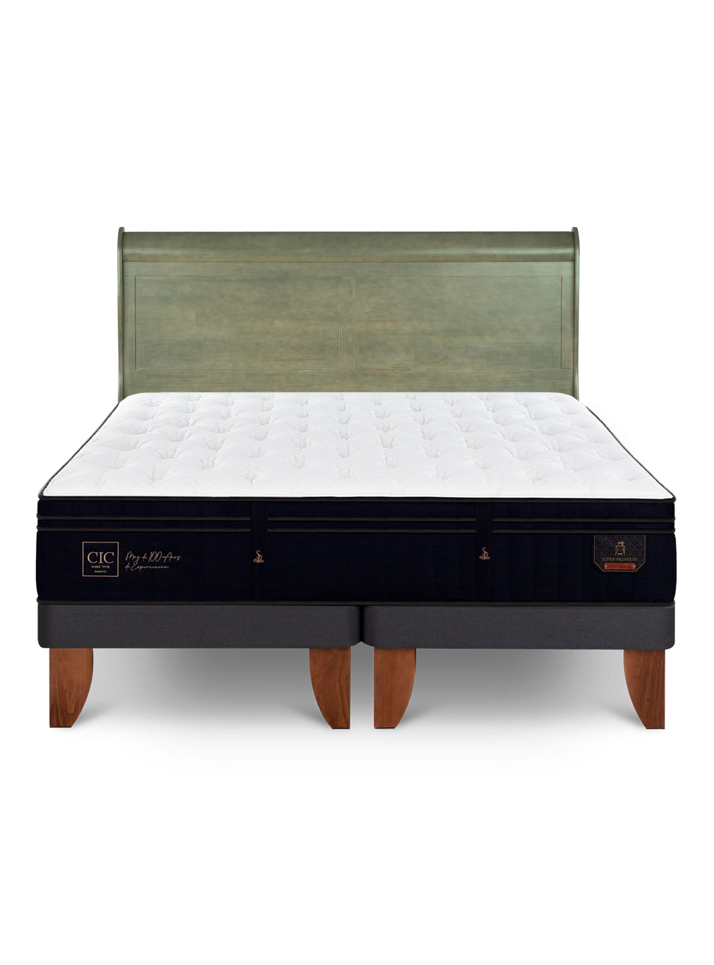 Cama Europea Super Premium 2 Plazas Base Dividida + Respaldo Miro Olivo-2