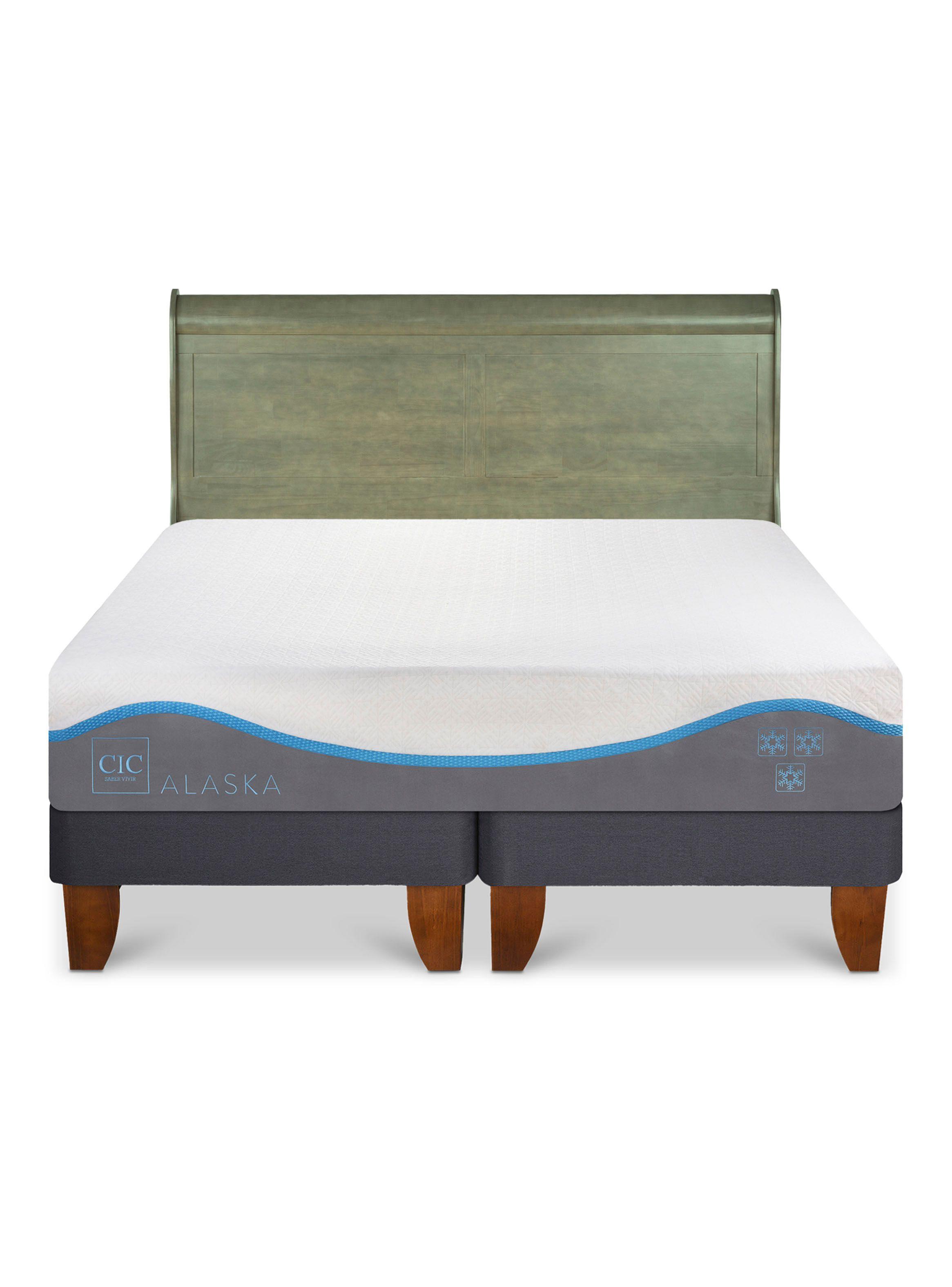 Cama Europea Alaska 2 Plazas Base Dividida + Respaldo Miro Olivo-2