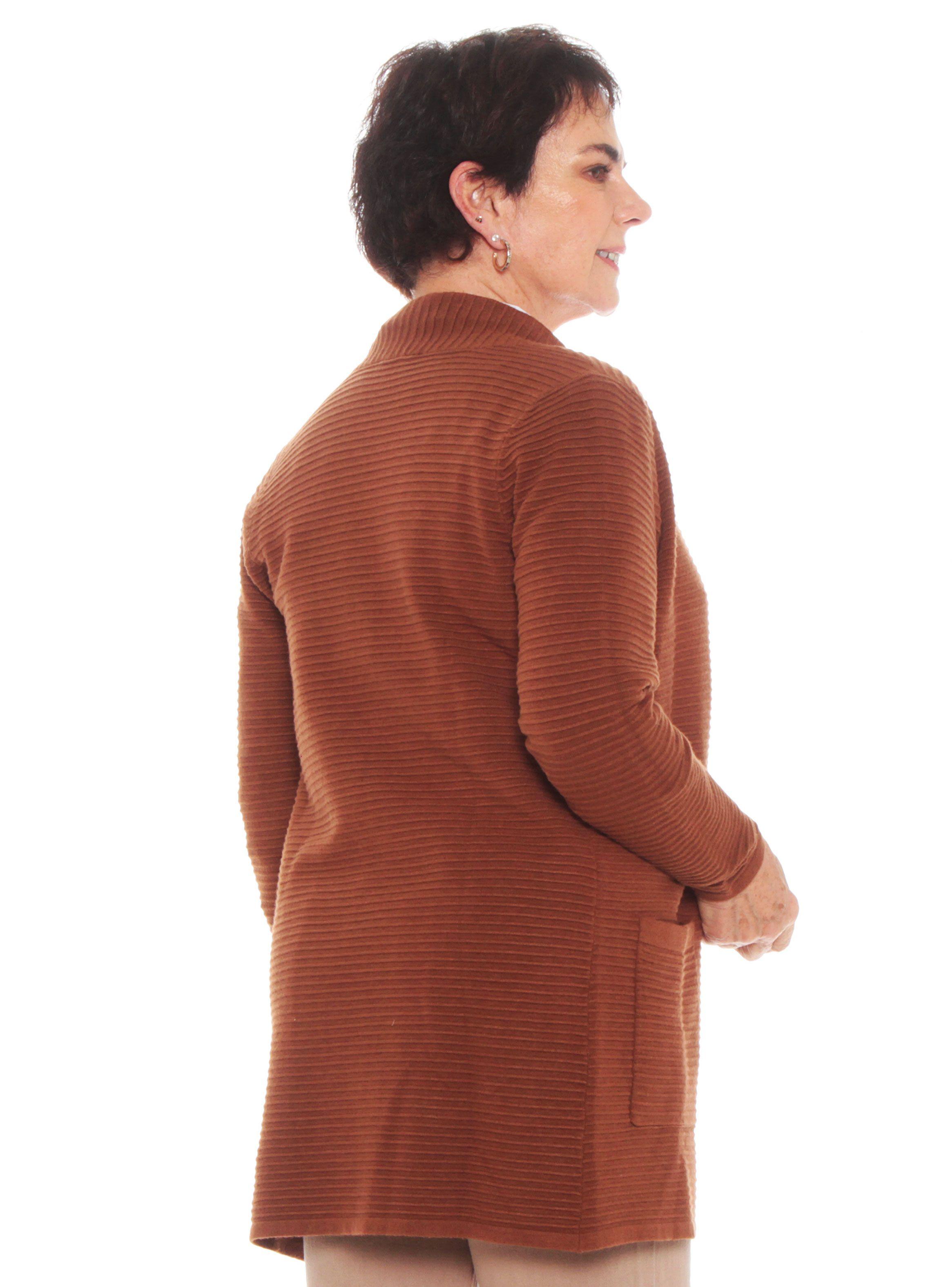 Chaleco Manga Larga Con Bolsillo En Delantero Sólido-1