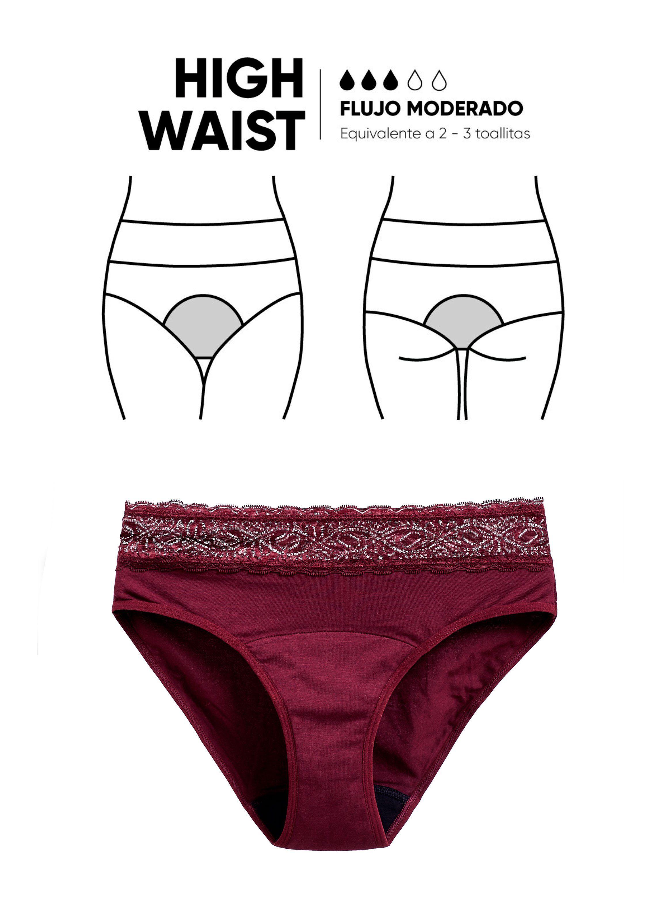 Calzón Menstrual High Waist Flujo Moderado Burdeos-4
