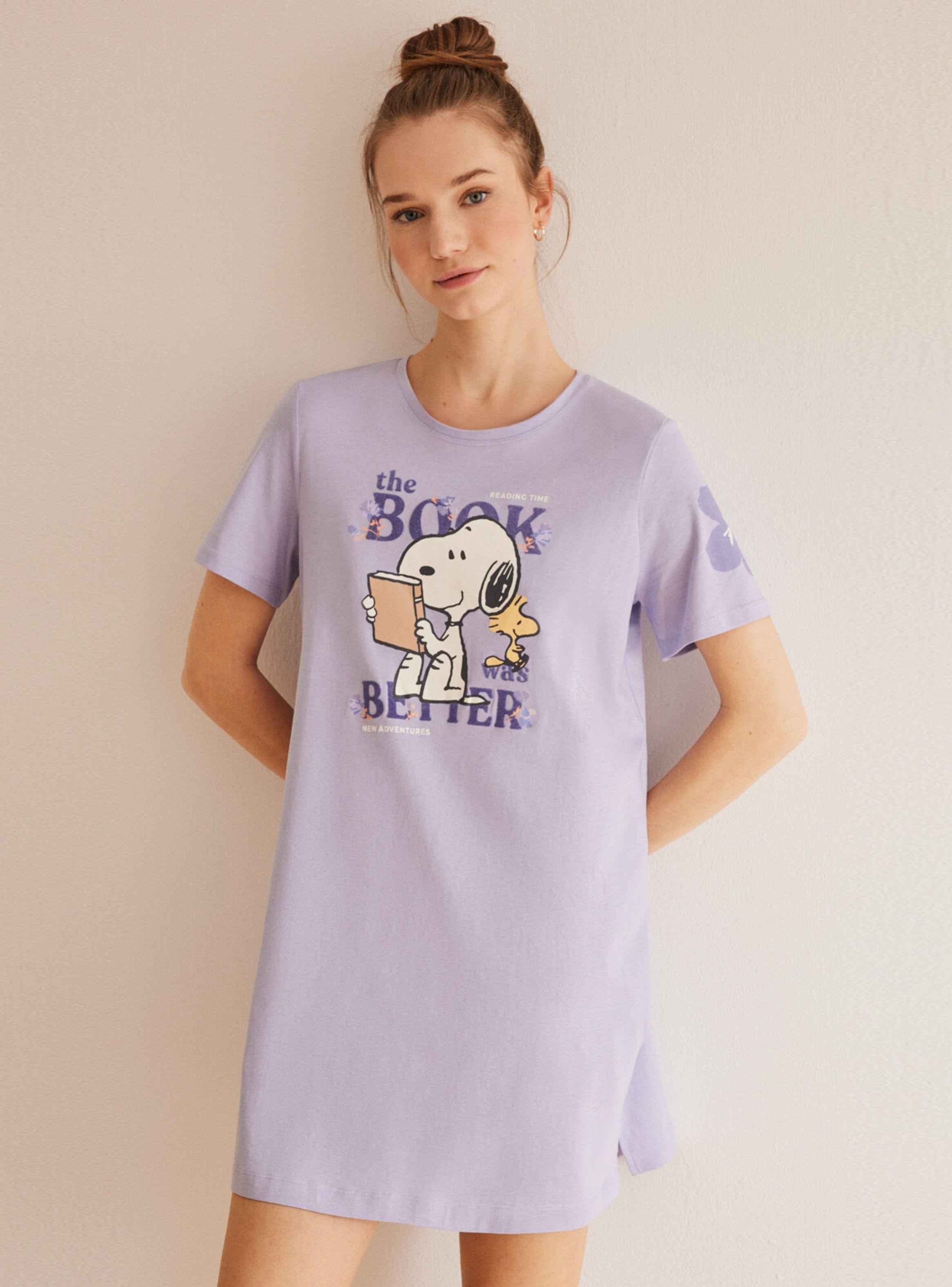Camisa de Dormir Algodón Lila Snoopy-0