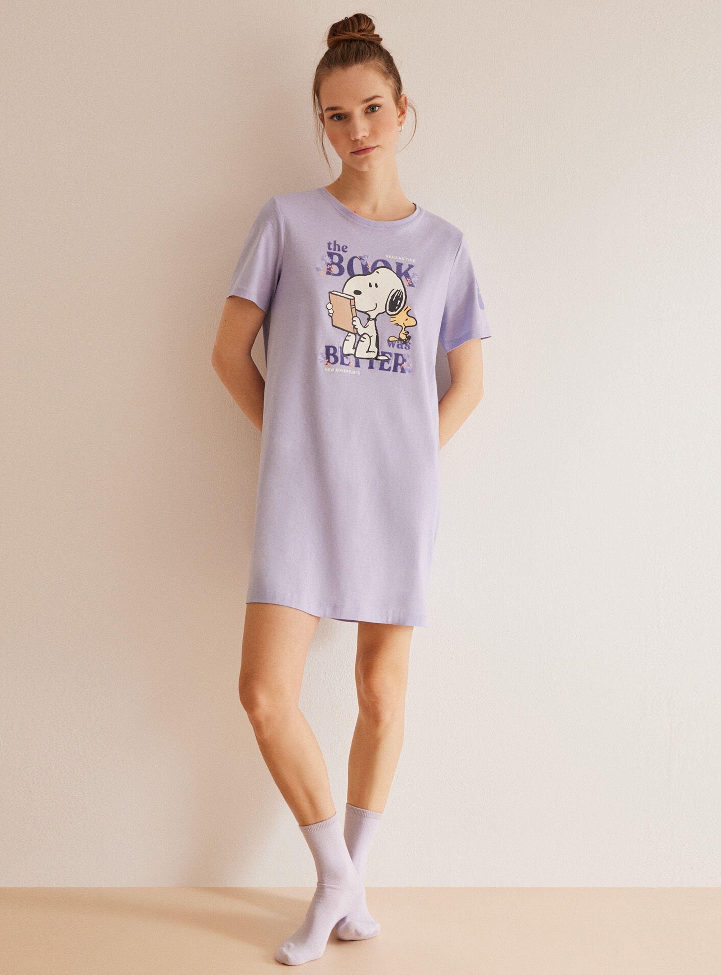 Camisa de Dormir Algodón Lila Snoopy-3