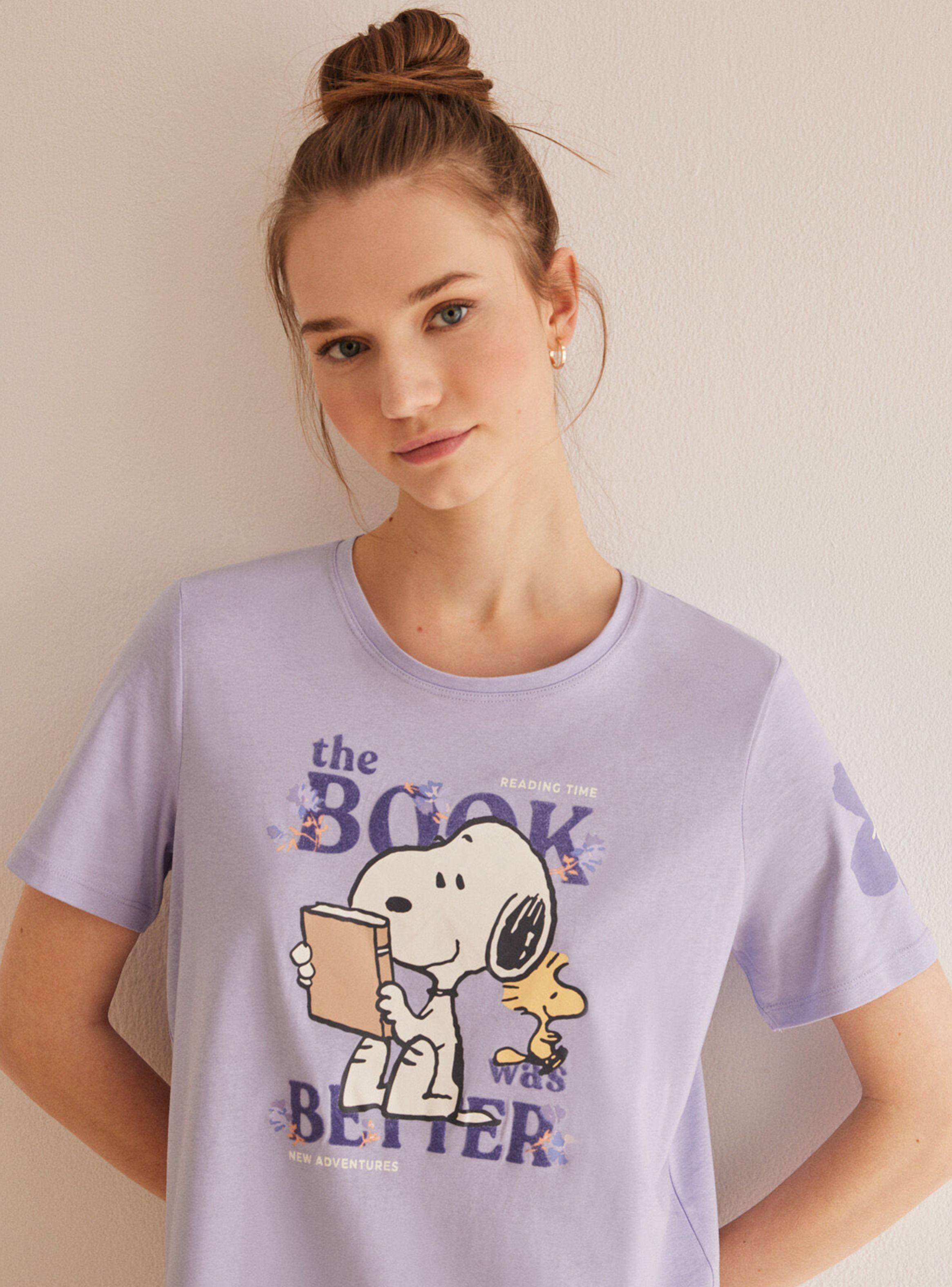 Camisa de Dormir Algodón Lila Snoopy-1