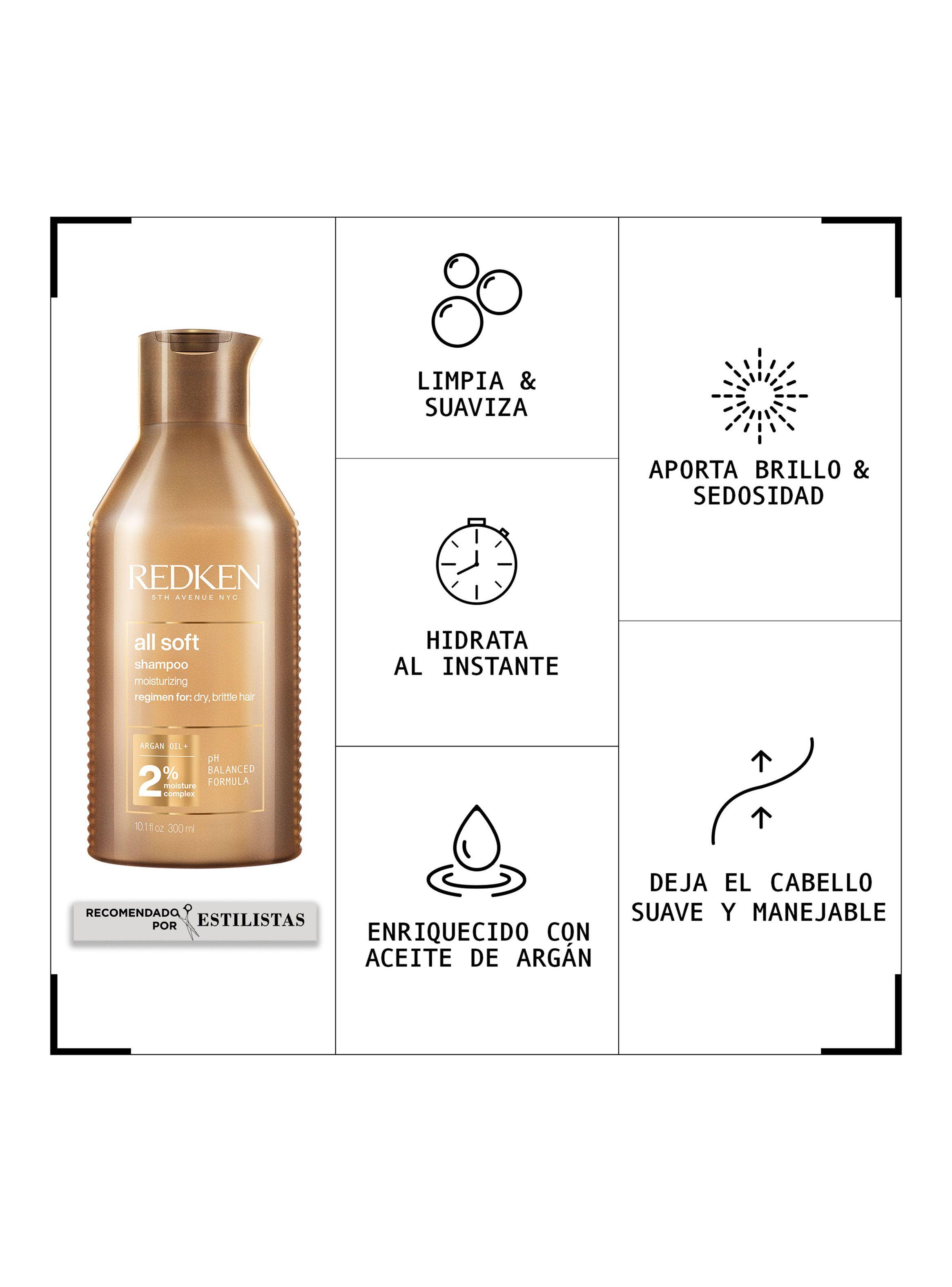 Set Hidratante Cabello Seco Shampoo All Soft 300 ml + Spray Multibeneficios One United 30 ml-3