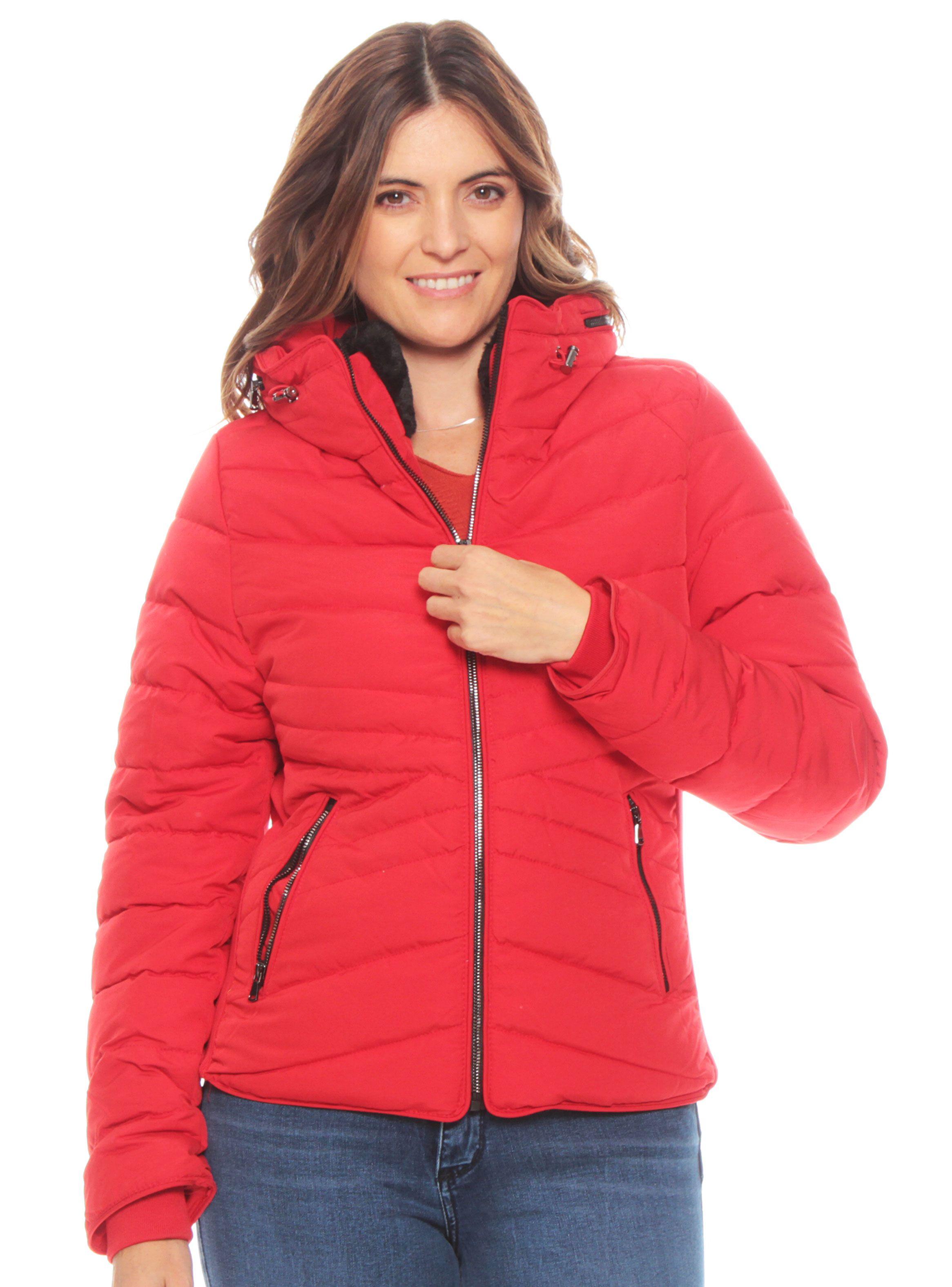 Parka Manga Larga Sólida Capucha Escondida-0