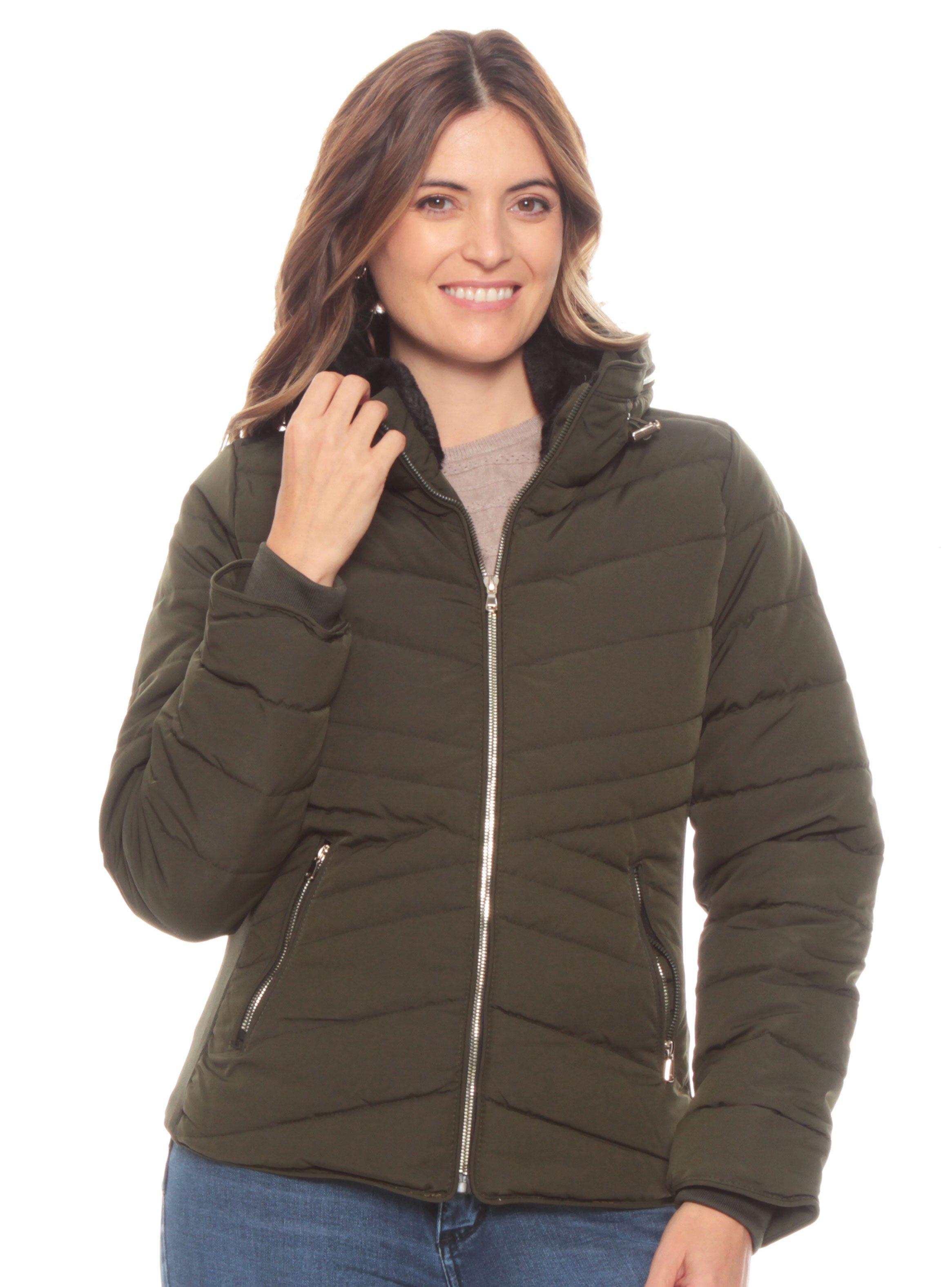 Parka Manga Larga Sólida Capucha Escondida-0
