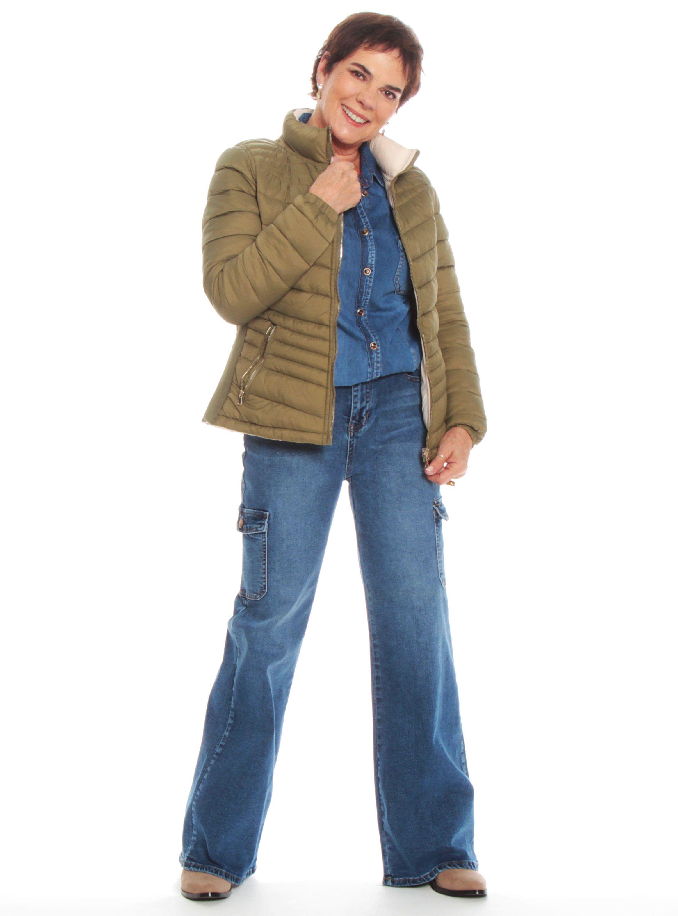 Parka Manga Larga Sólida Reversible-4