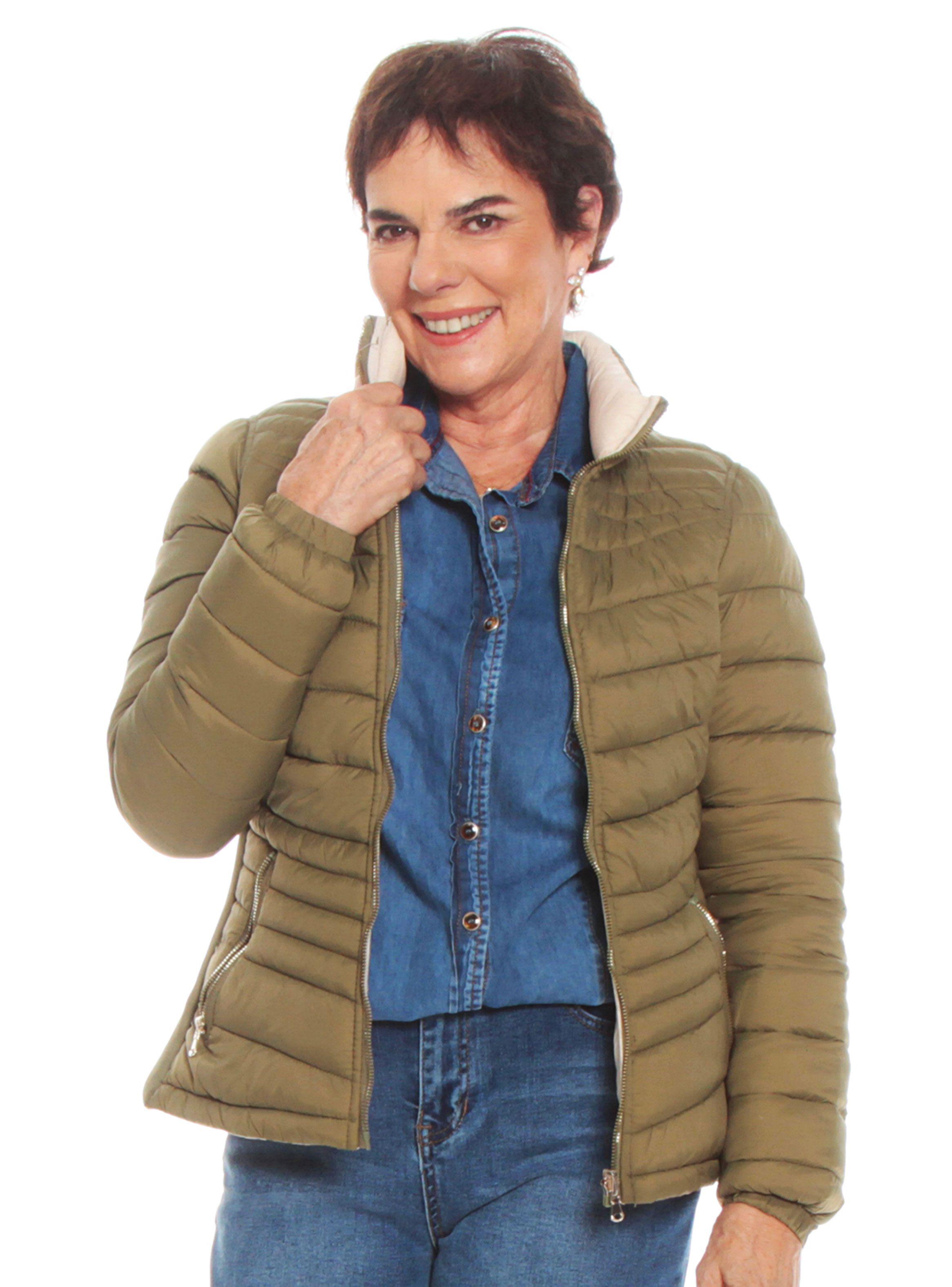 Parka Manga Larga Sólida Reversible-3