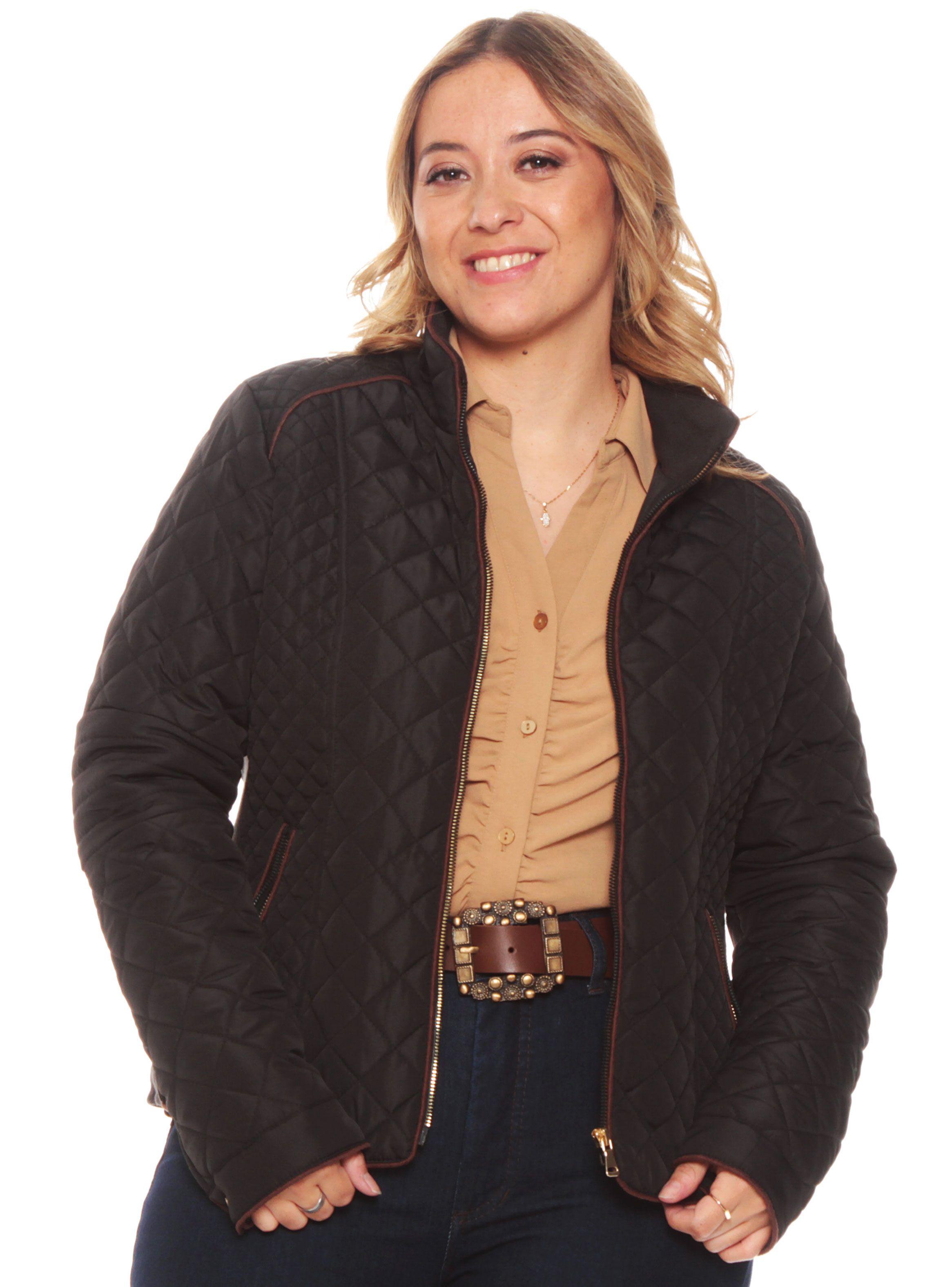 Parka Manga Larga Cuello Mao Con Cierre En Delantero-0