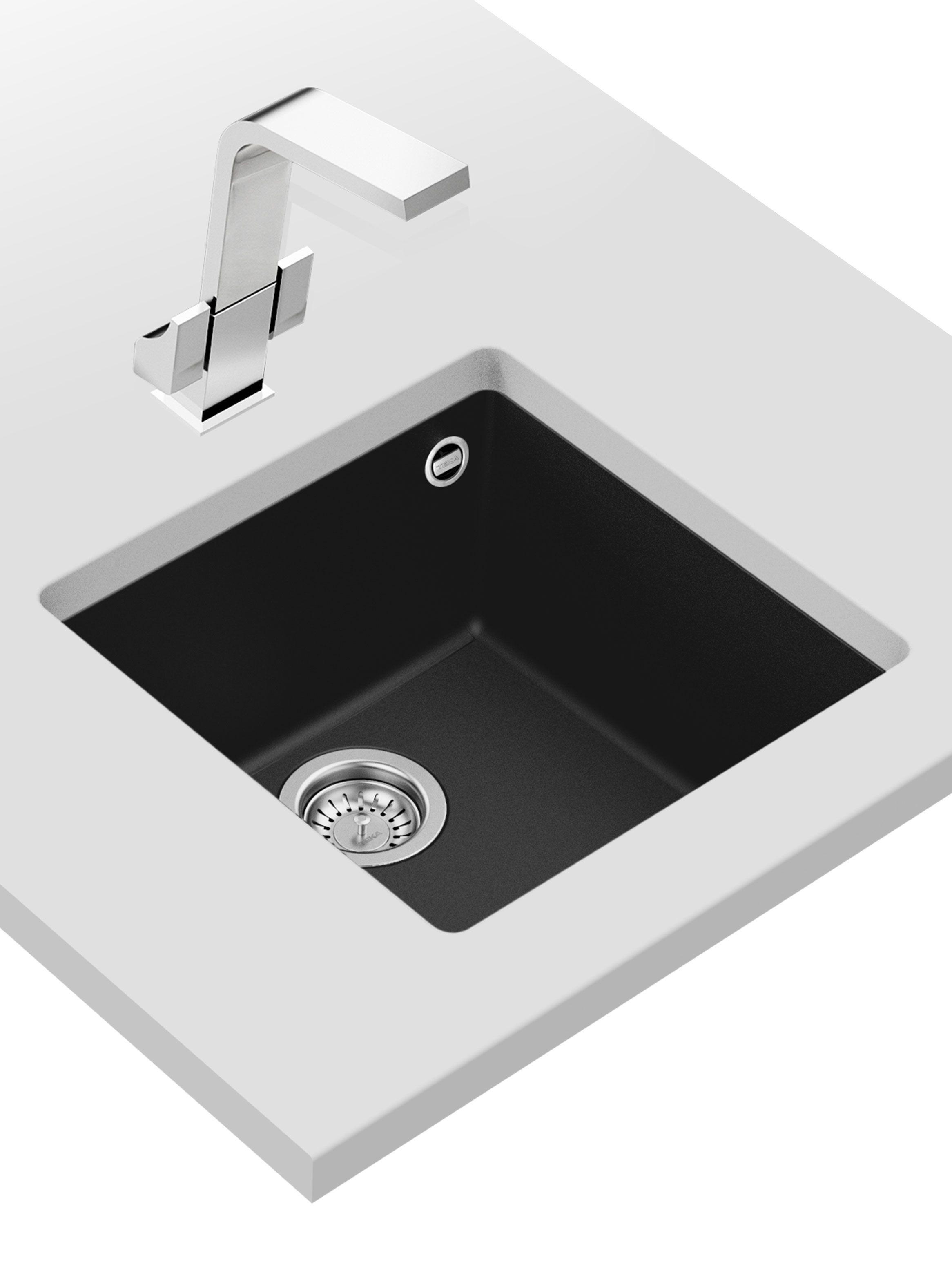 Lavaplatos Granito Bajo Encimera Square 40.40 TG Negro-3