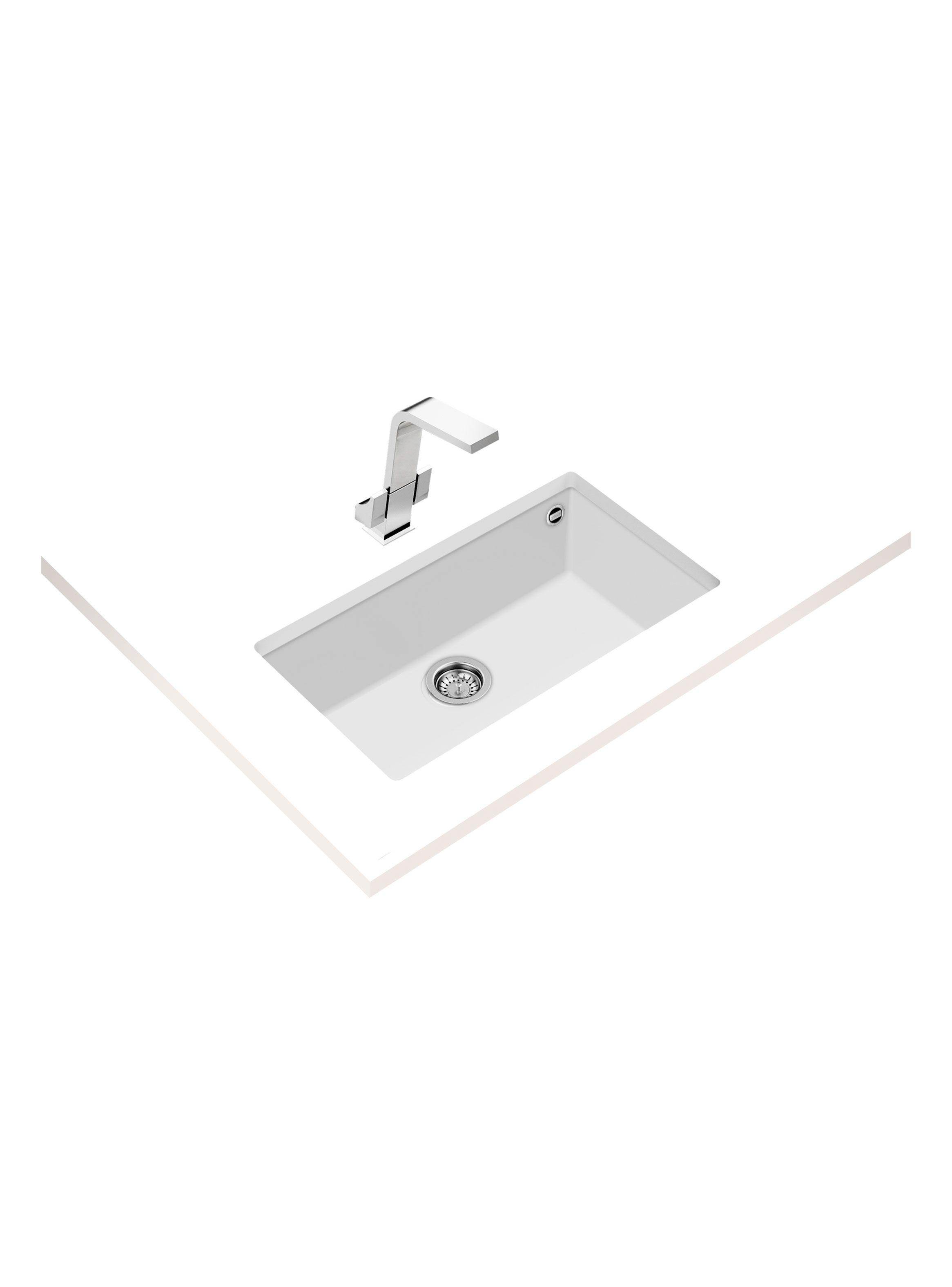 Lavaplatos Granito Bajo Encimera Square 72.40 TG Blanco-2