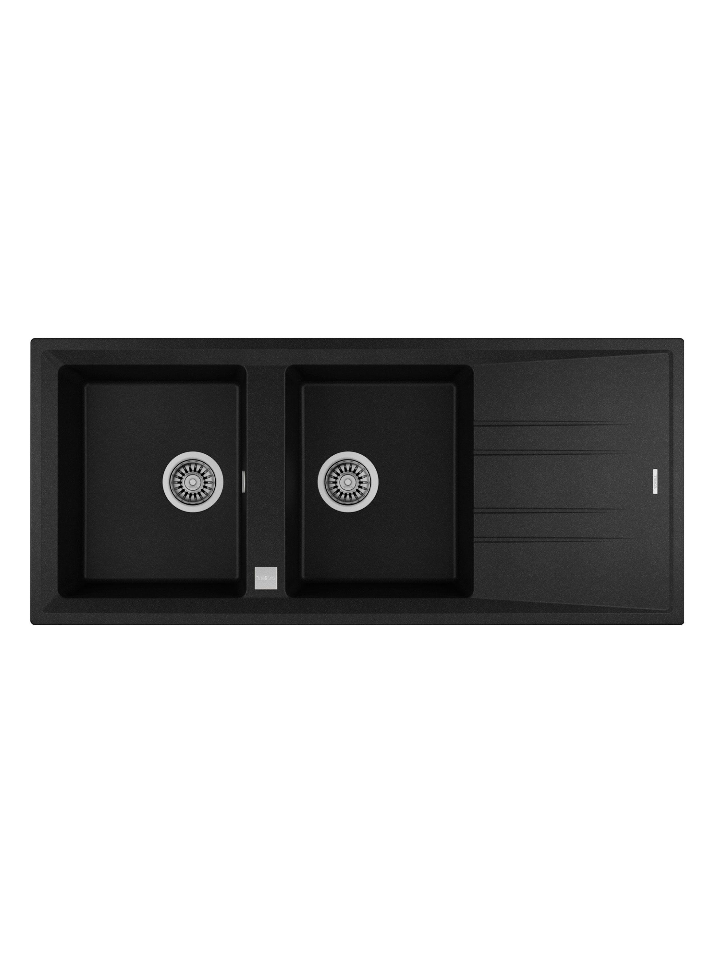 Lavaplatos Granito Empotrado Stone 80 2C1E TG Negro Carbón-0