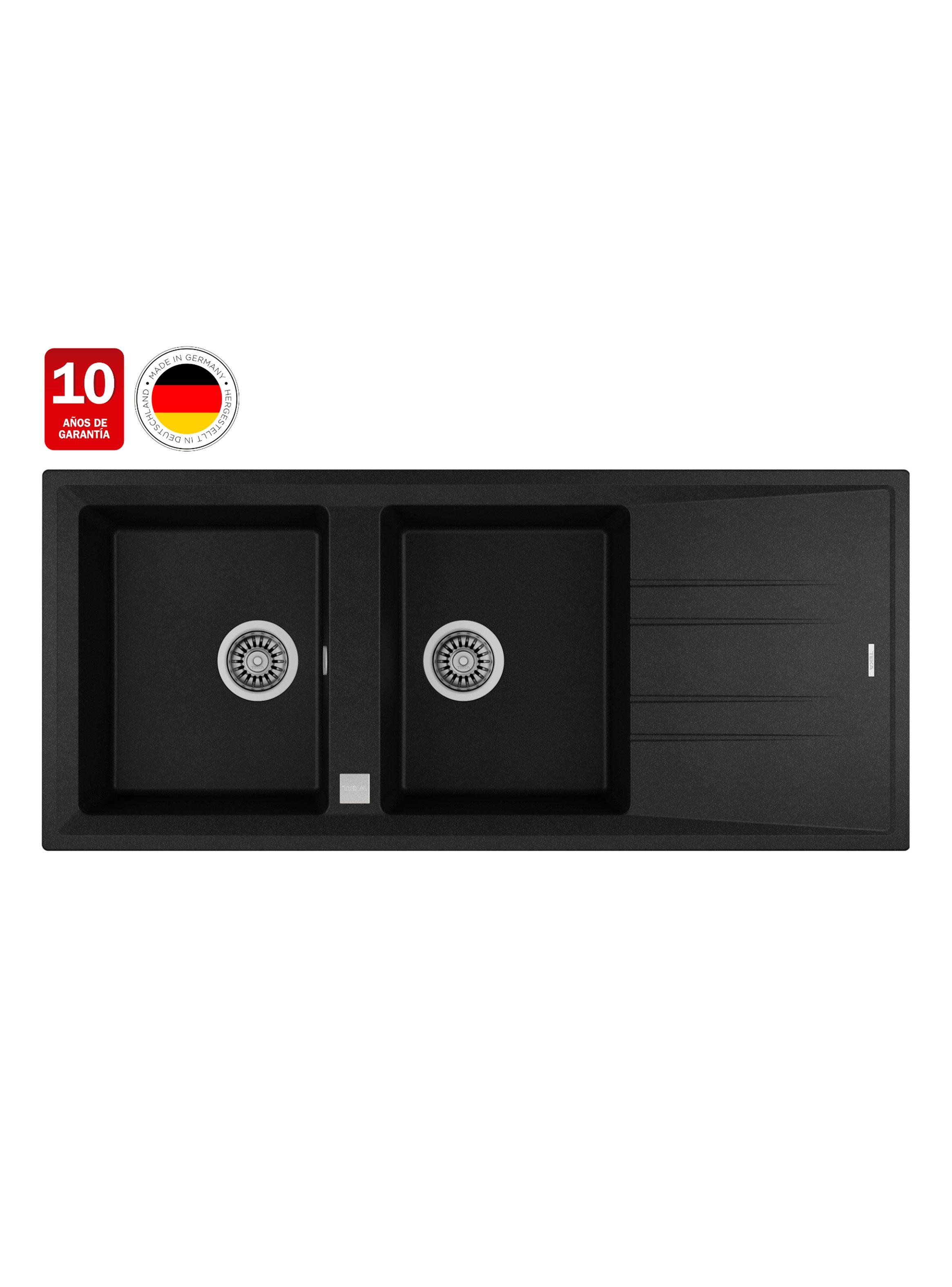 Lavaplatos Granito Empotrado Stone 80 2C1E TG Negro Carbón-1
