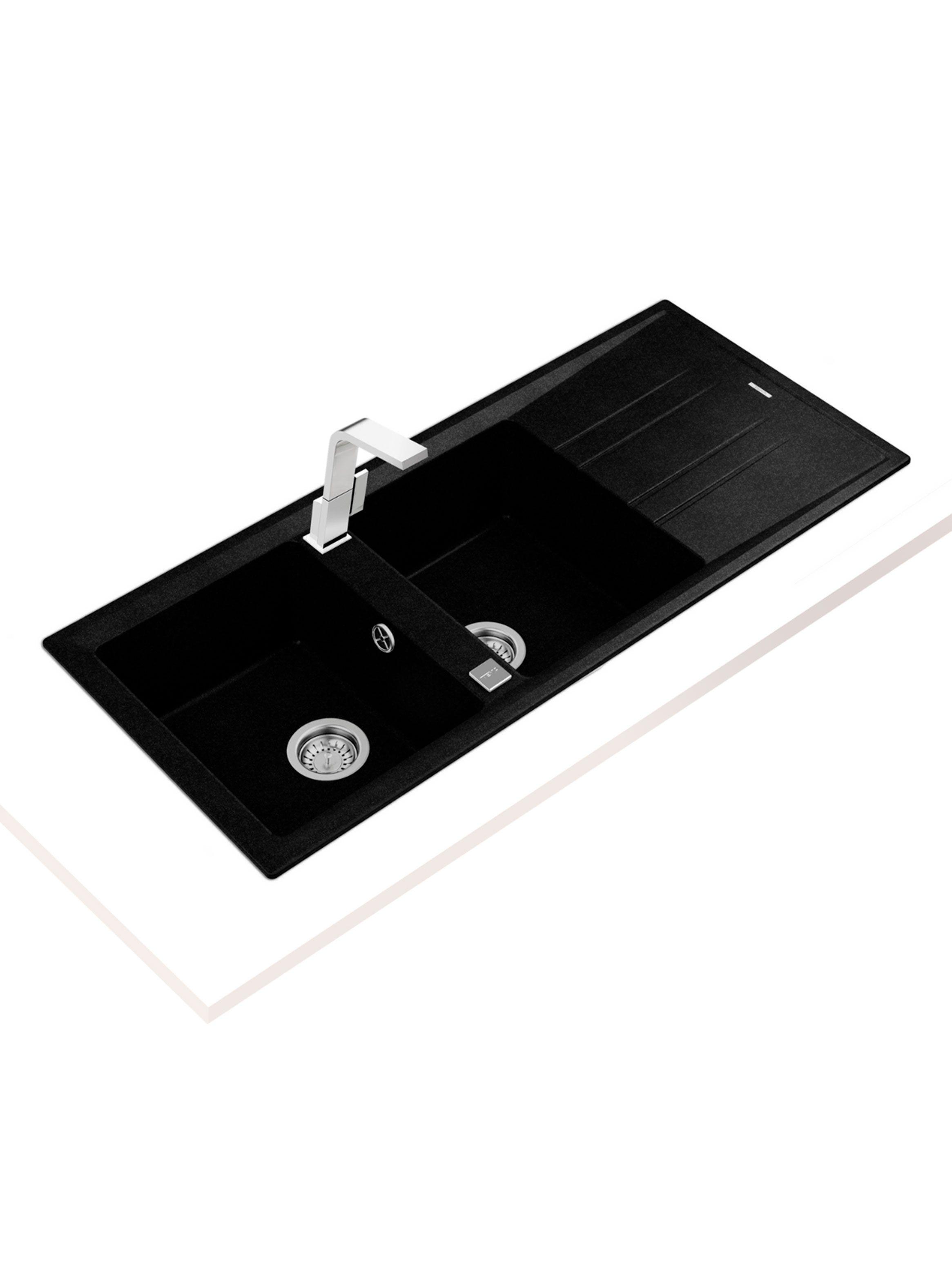 Lavaplatos Granito Empotrado Stone 80 2C1E TG Negro Carbón-2