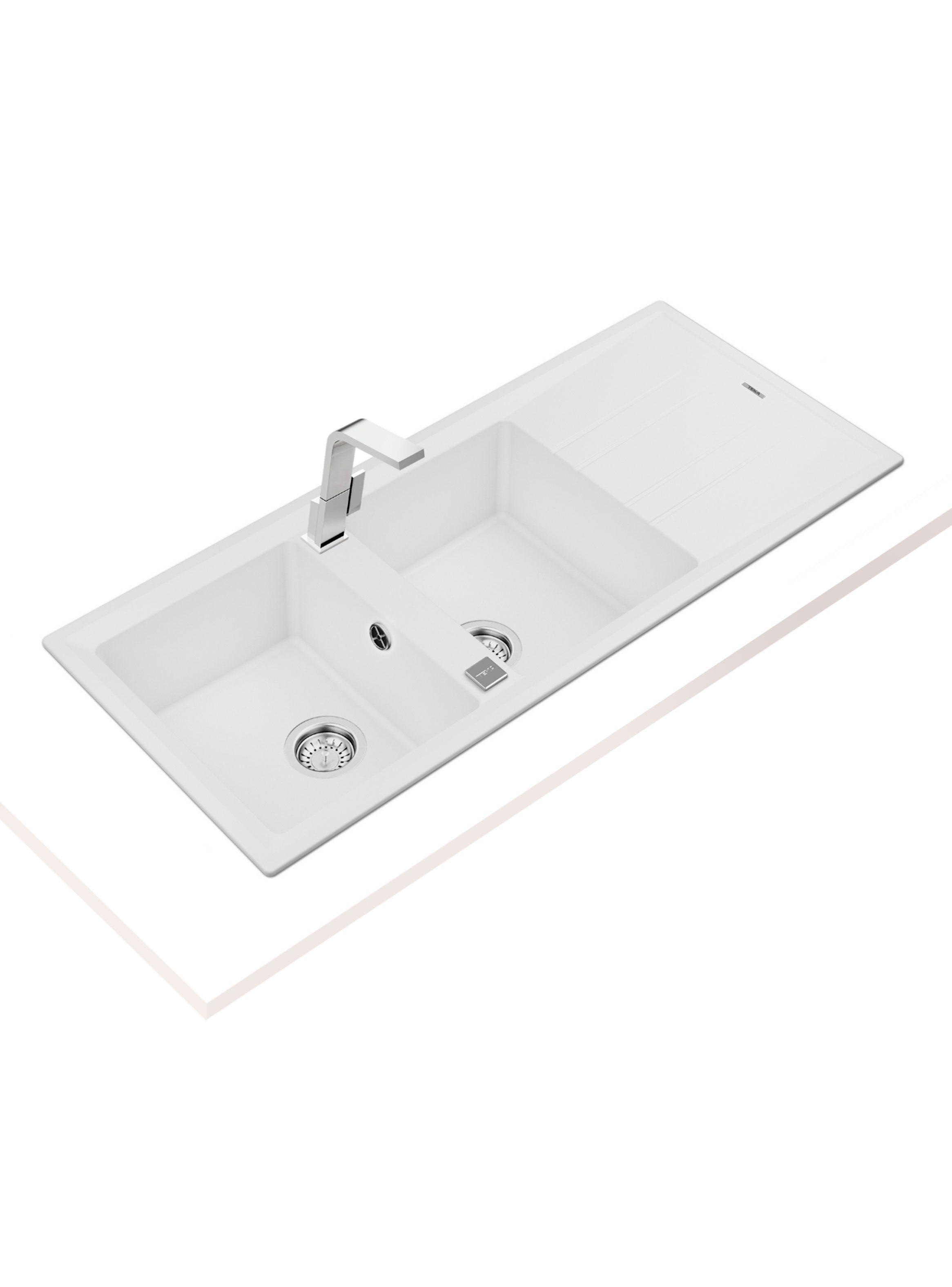 Lavaplatos Granito Empotrado Stone 80 2C1E TG Blanco-2