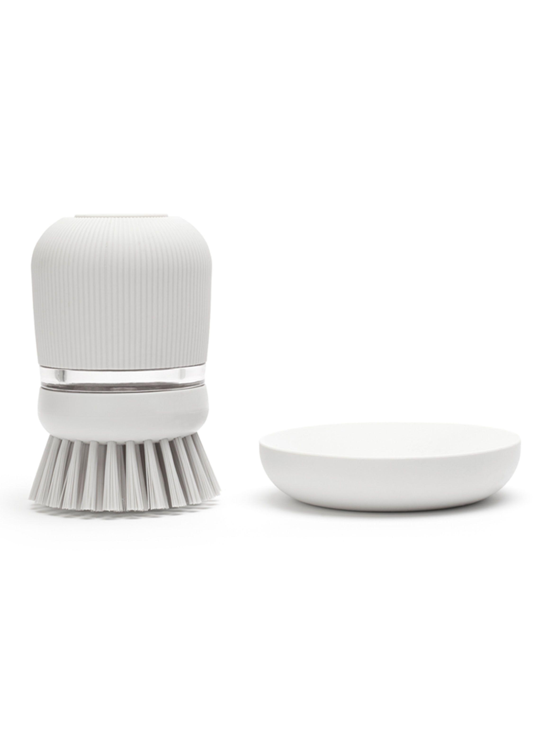 Cepillo para Platos con Dispensador Plástico Blanco-1