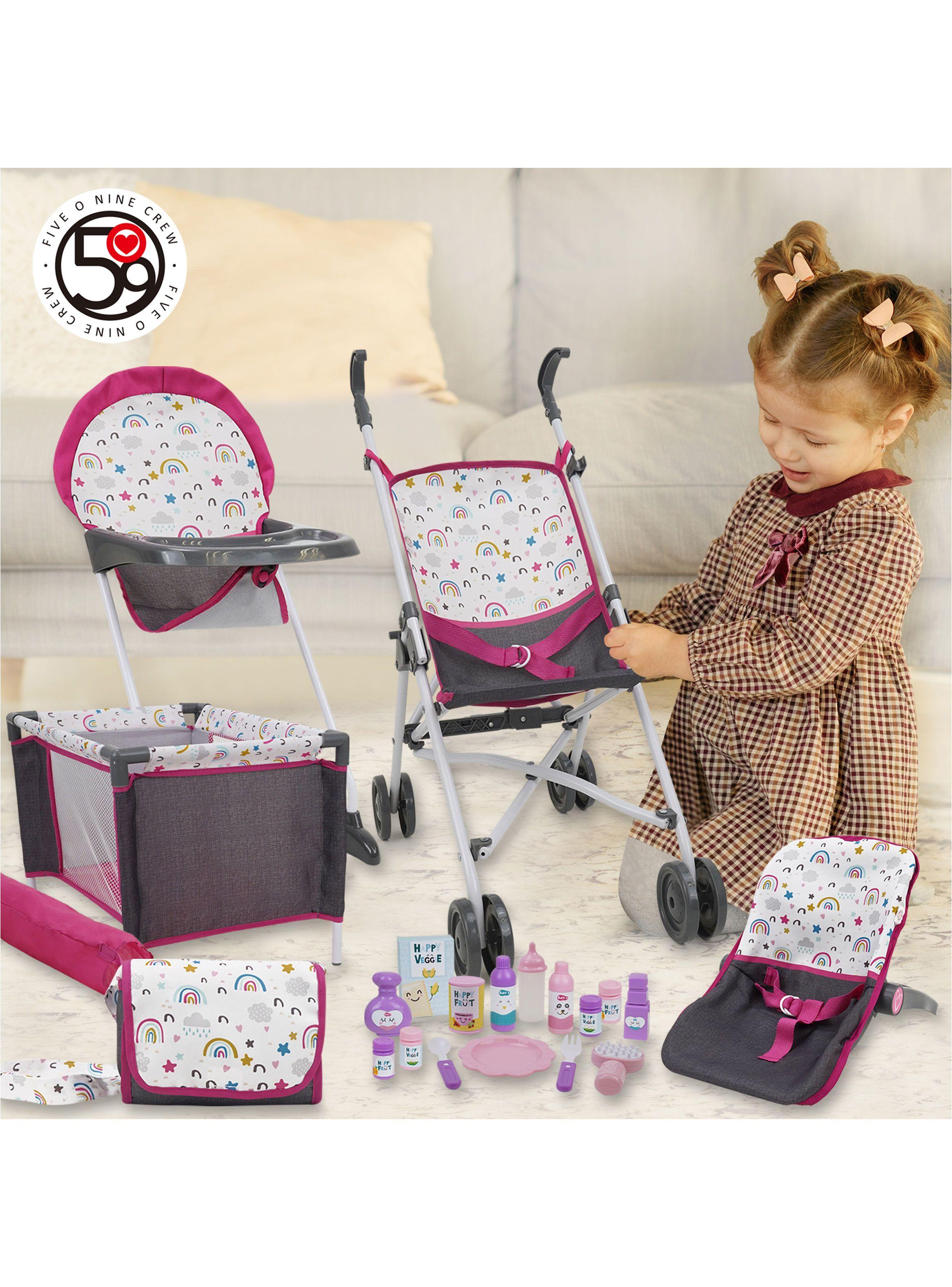 Set Bebé 21 Piezas para Muñecas Rainbow Fun Gris/Blanco/Rosa-5