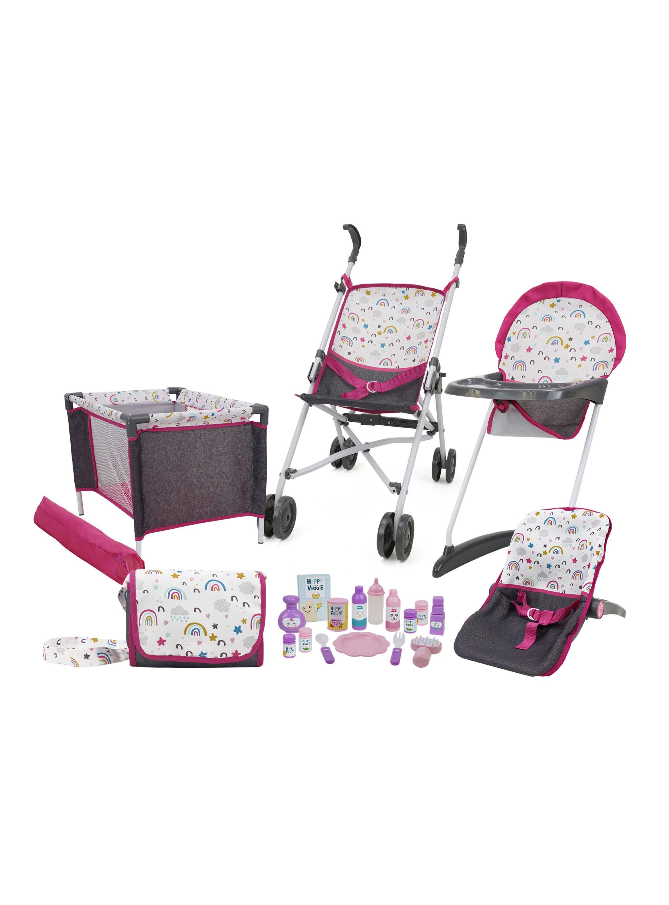 Set Bebé 21 Piezas para Muñecas Rainbow Fun Gris/Blanco/Rosa-0