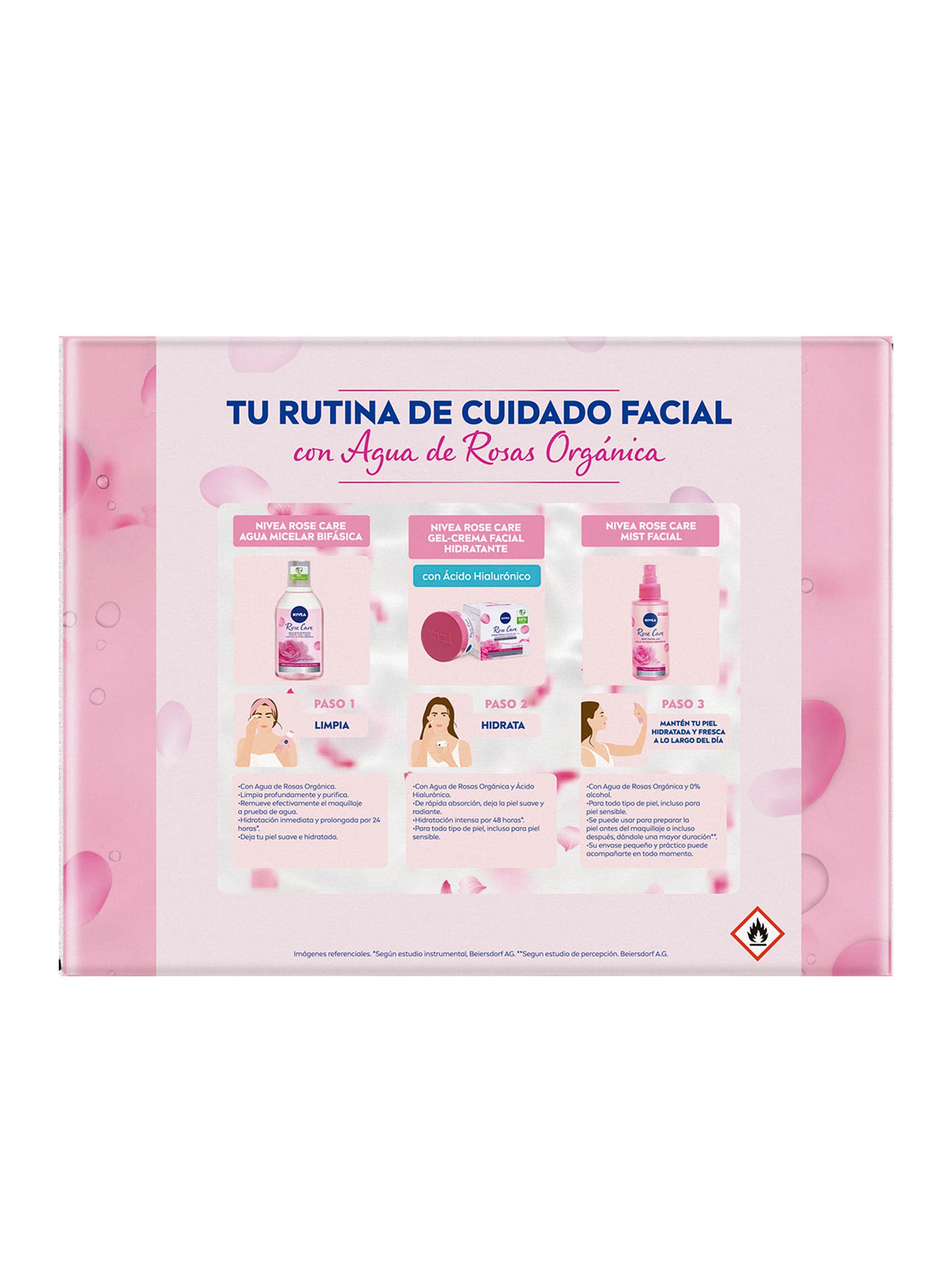 Pack Nivea Rose Agua Micelar-Crema-Mist-3