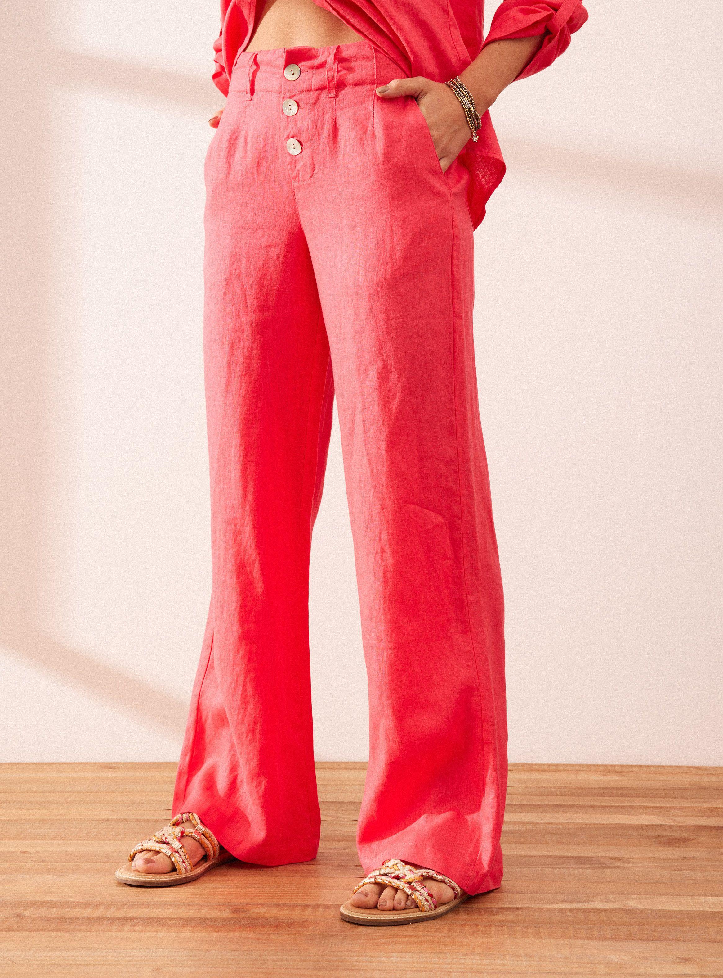 Pantalón Botones en Delantero Lino-0