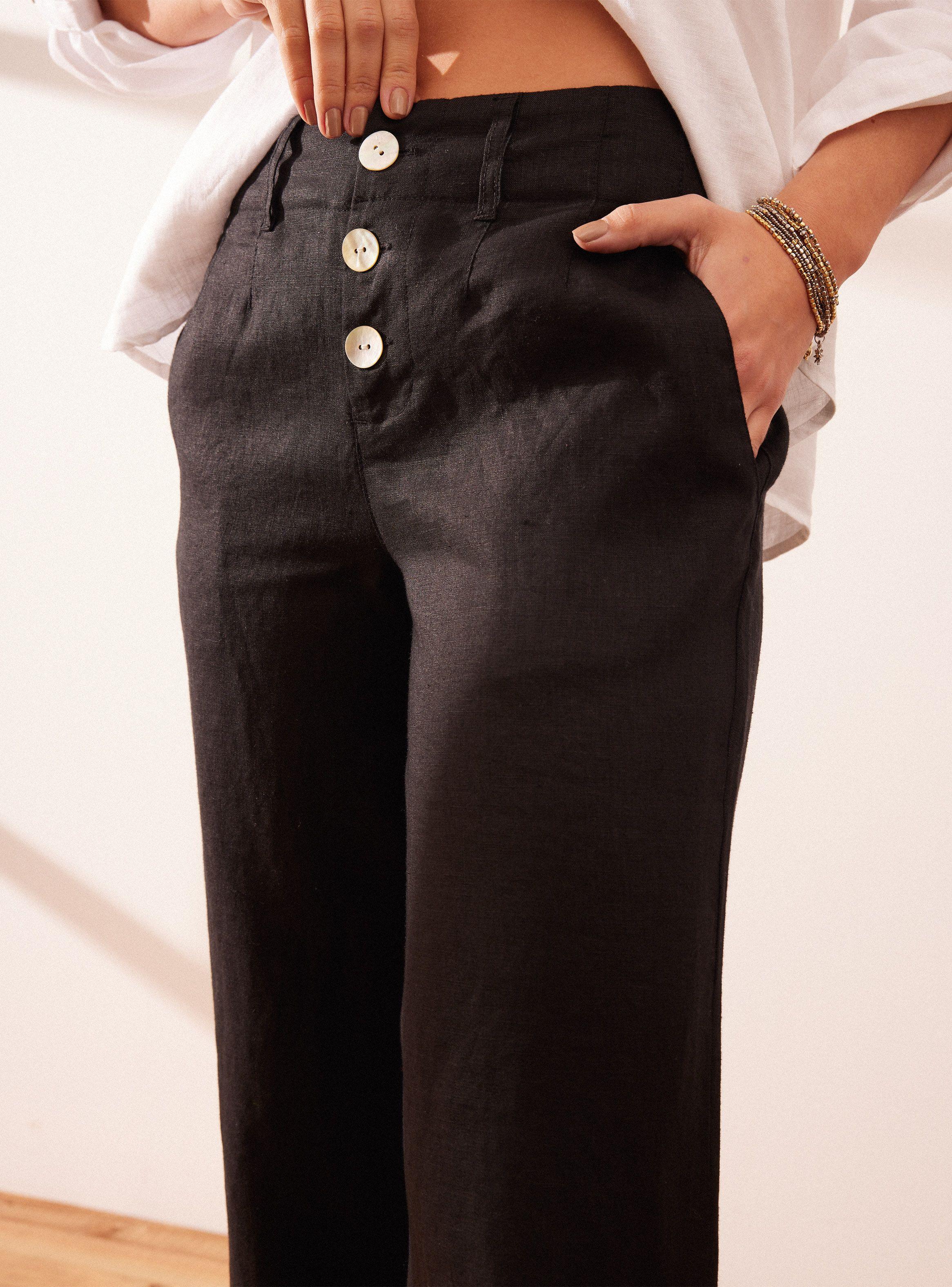 Pantalón Botones en Delantero Lino-2