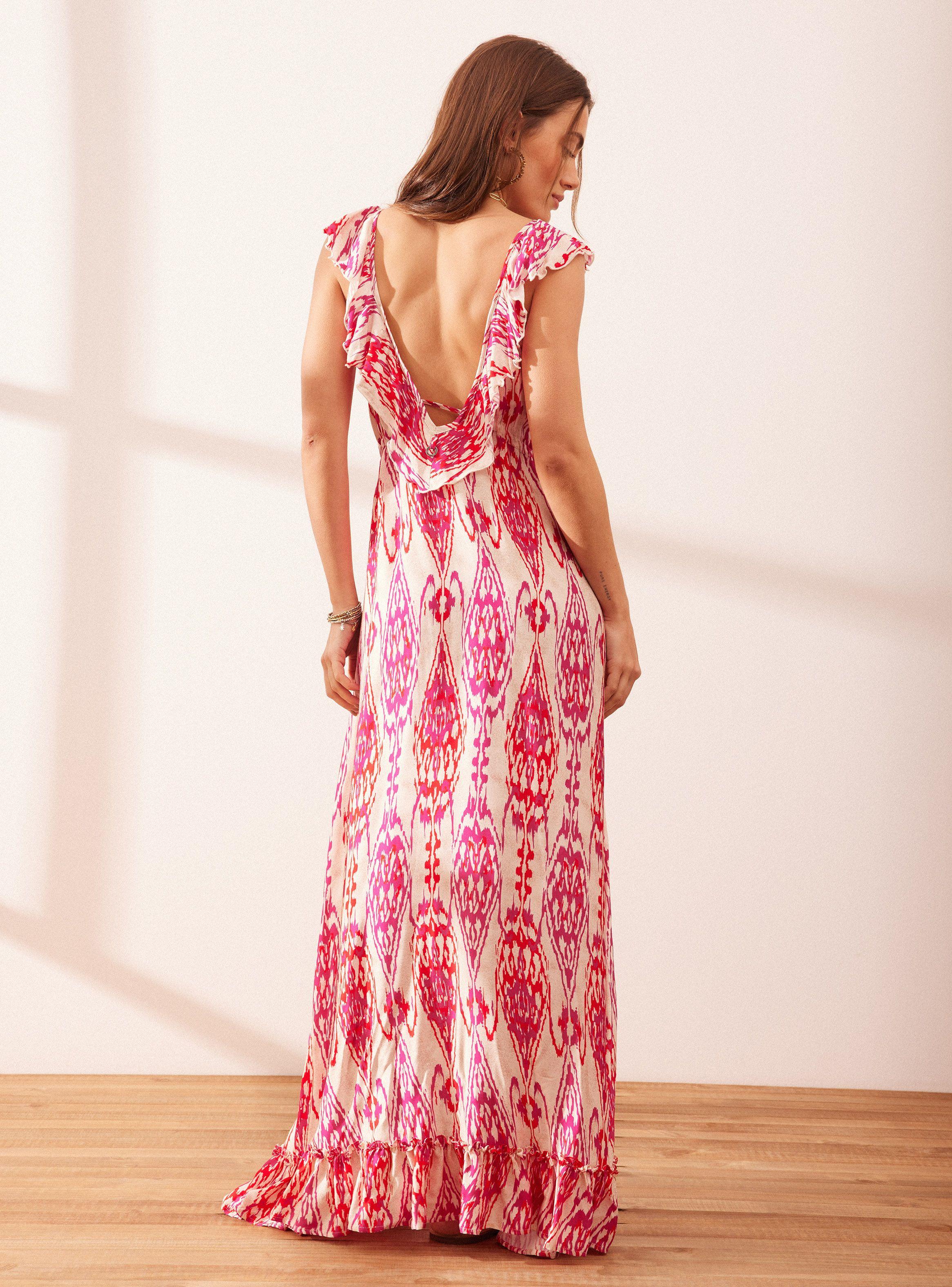 Vestido Tela Estampada con Lazo-5