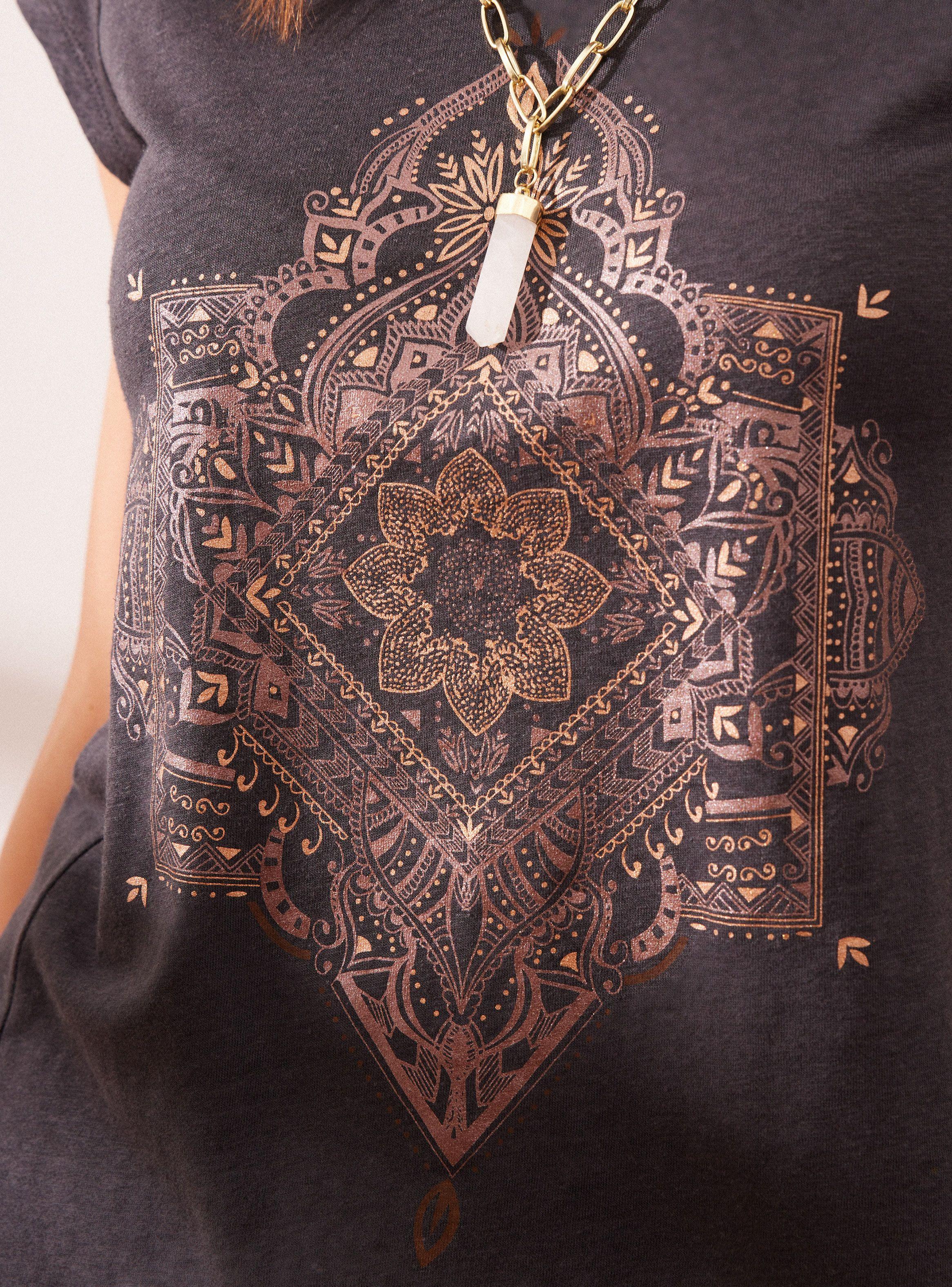 Polera Estampado Mandala Folia con Lino-3