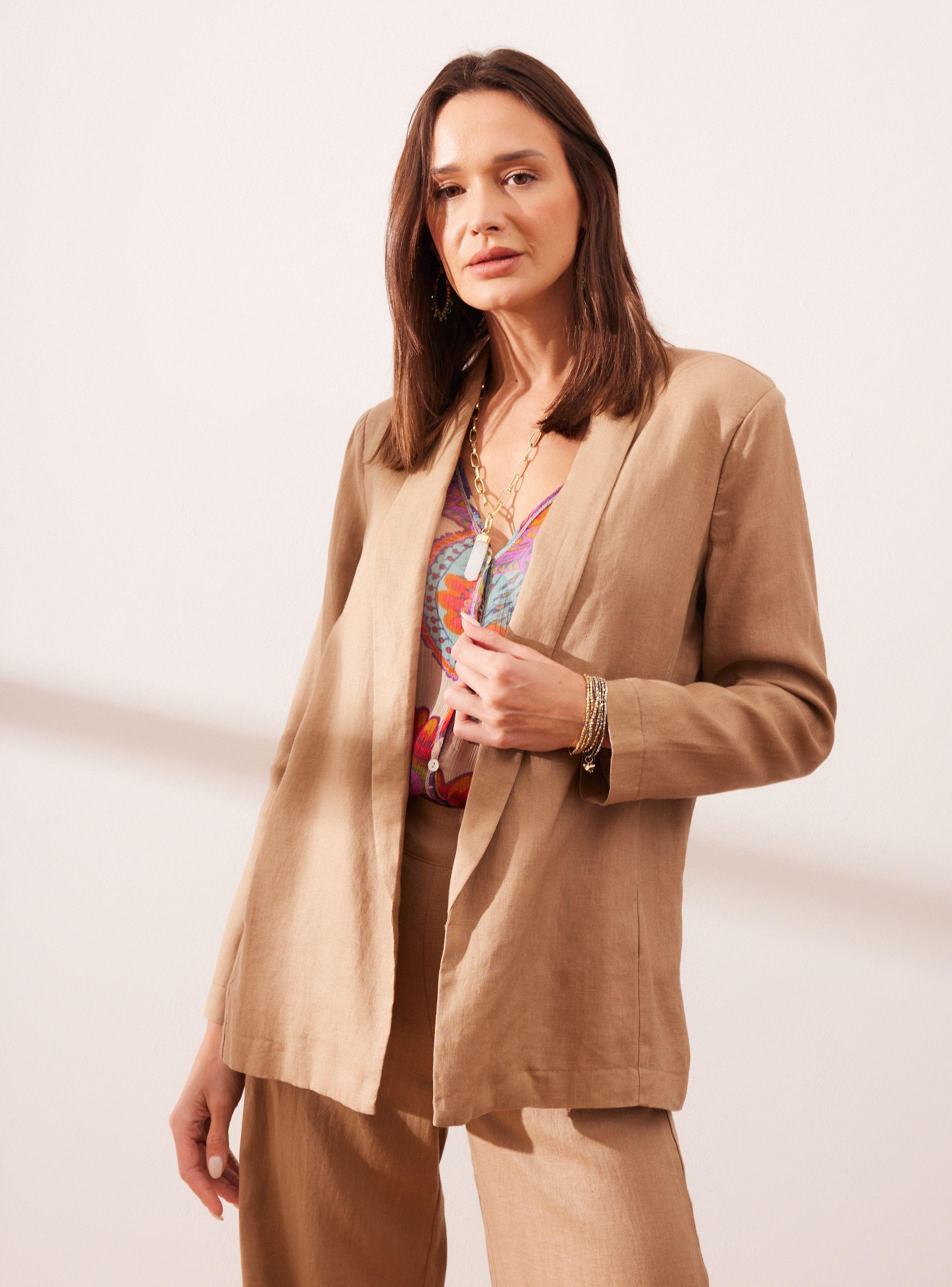 Blazer de Lino con Solapa Lino-0