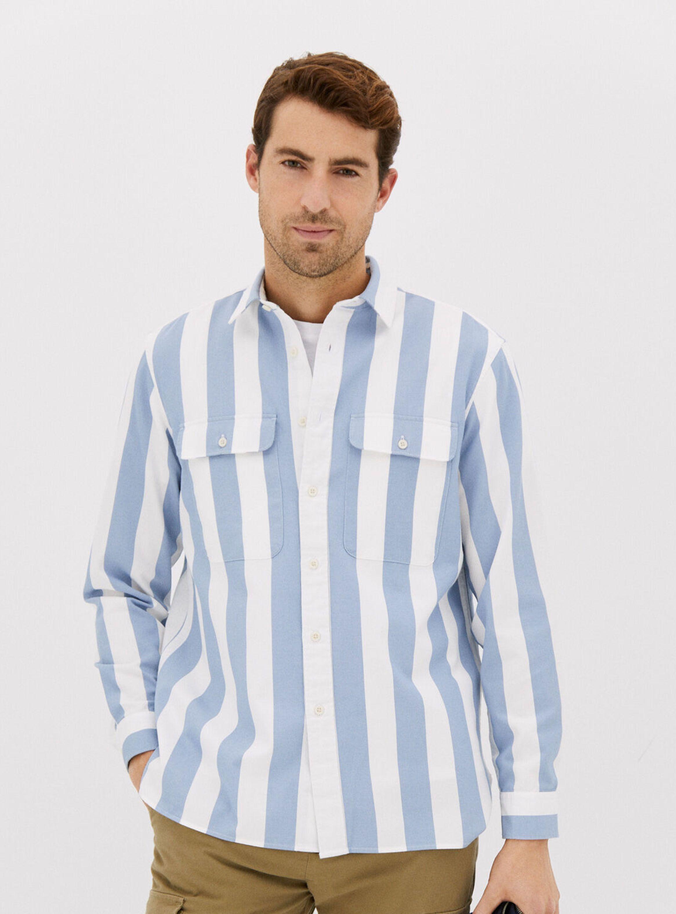 Camisa Rayas Azul Claro-0