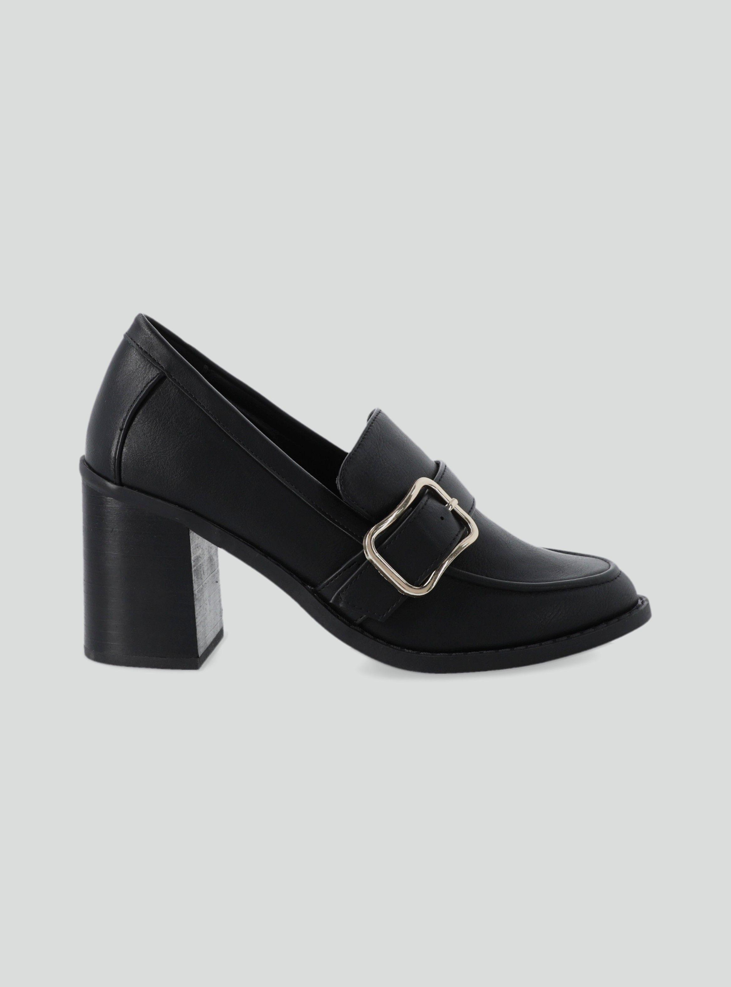 Mocasín Mujer con Taco y Hebilla Decorativa-1