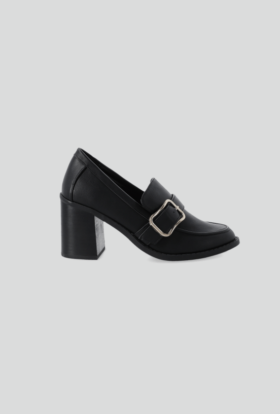 Mocasín Mujer con Taco y Hebilla Decorativa-4