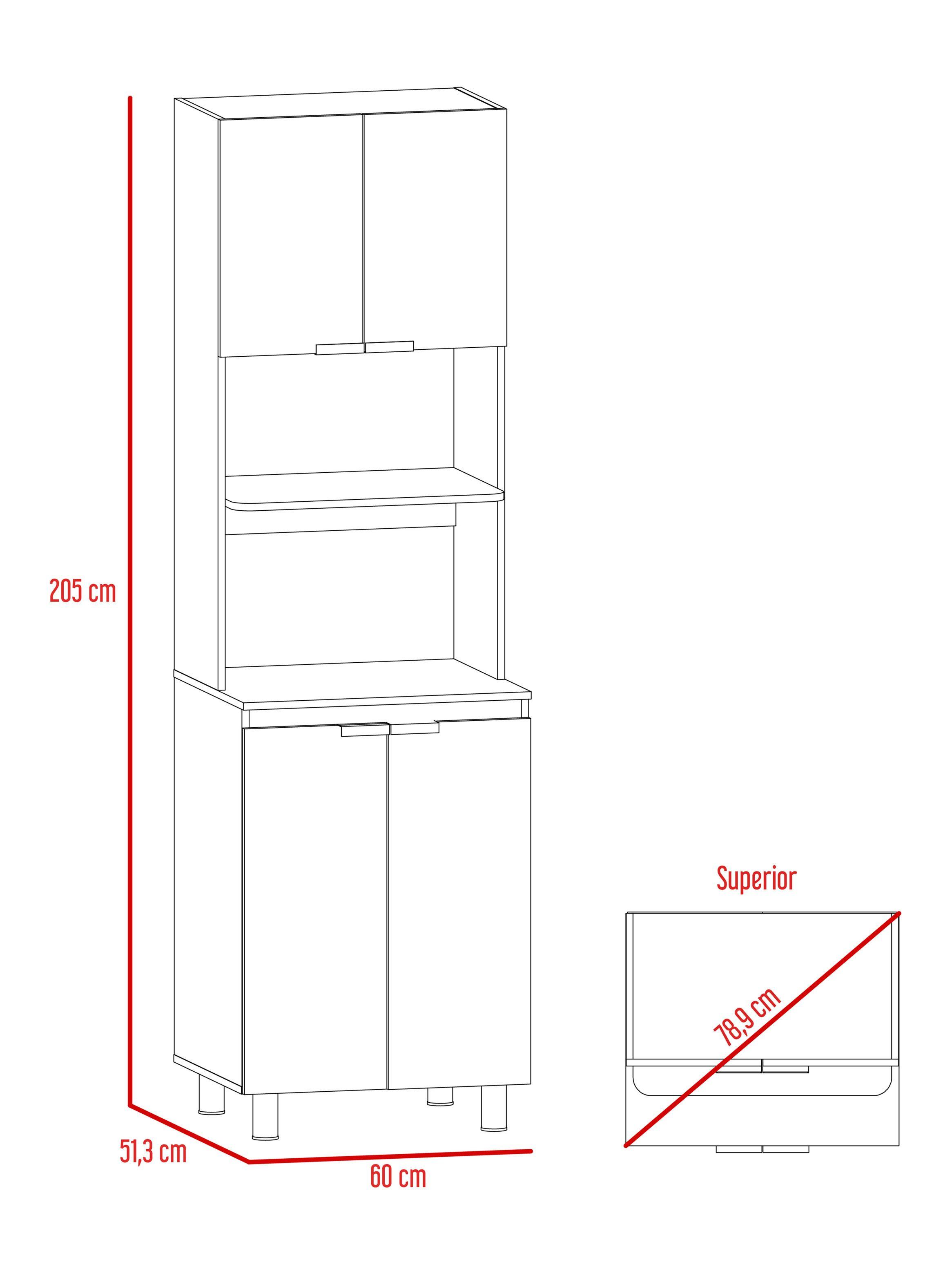 Combo Mueble Inferior/Superior + Alacena + Microondas Fendi-4