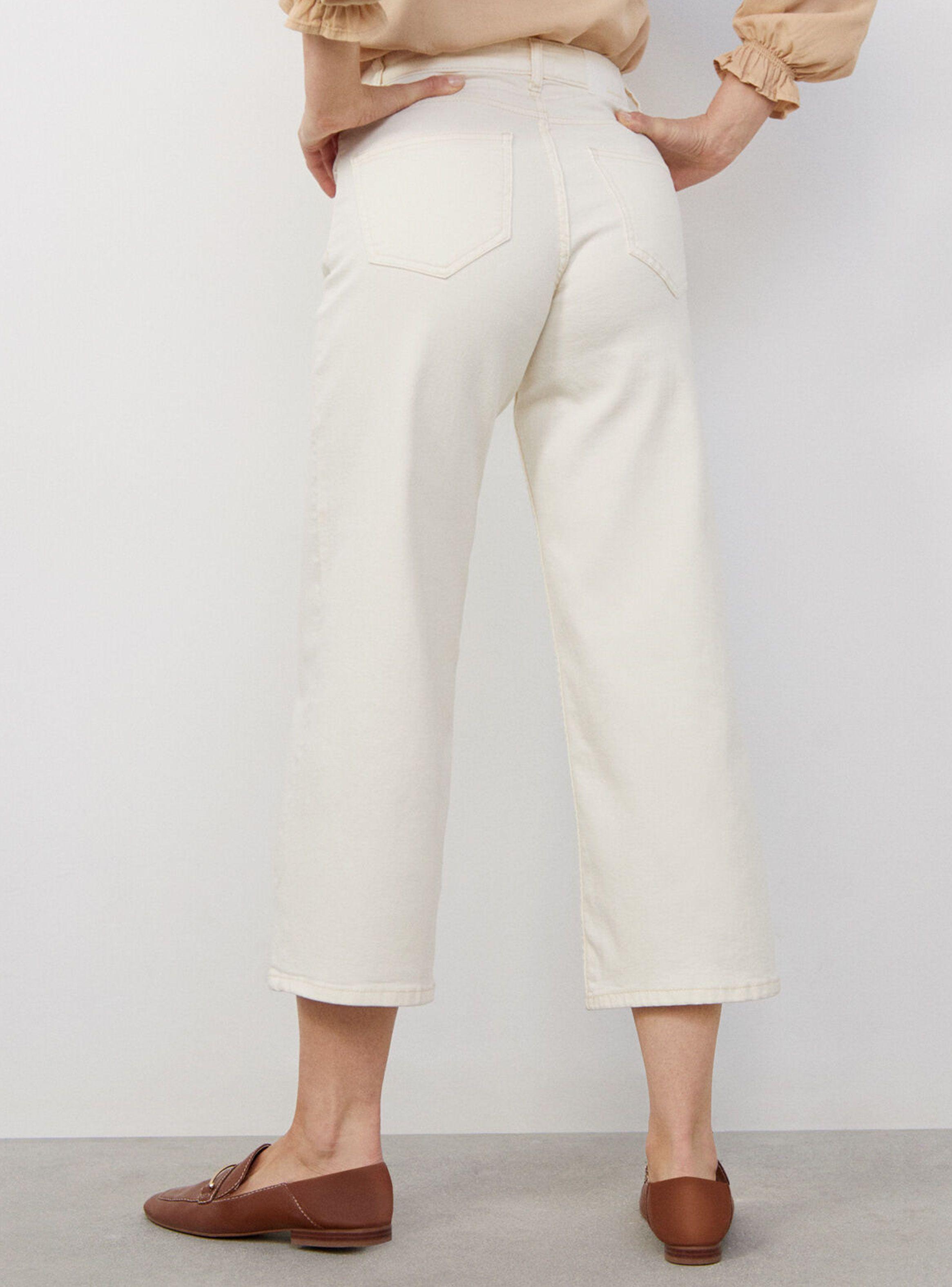 Pantalón Denim Palazzo Fit Blanco-1